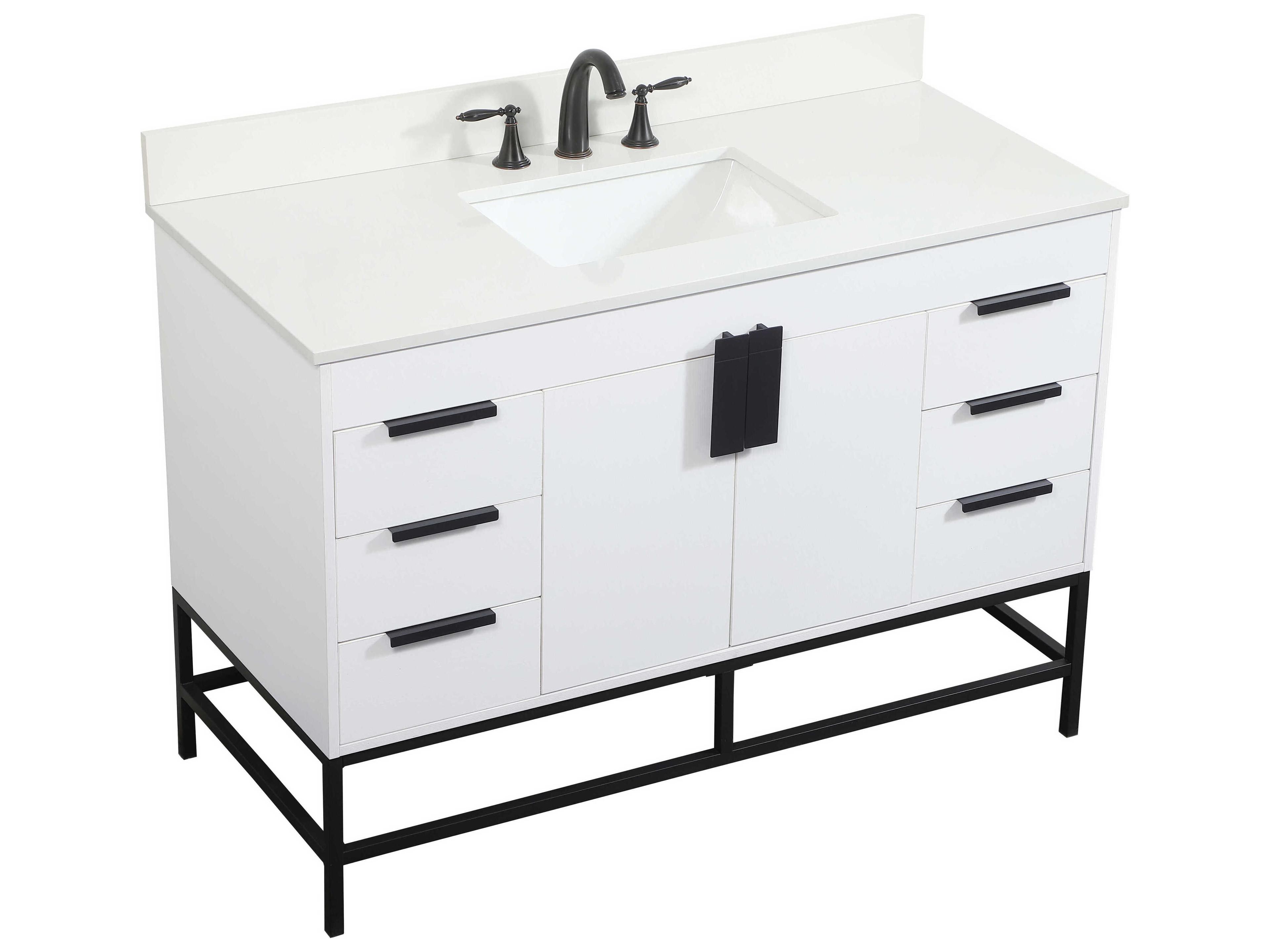 Elegant Lighting Eugene White 48" Vanity with Backsplash