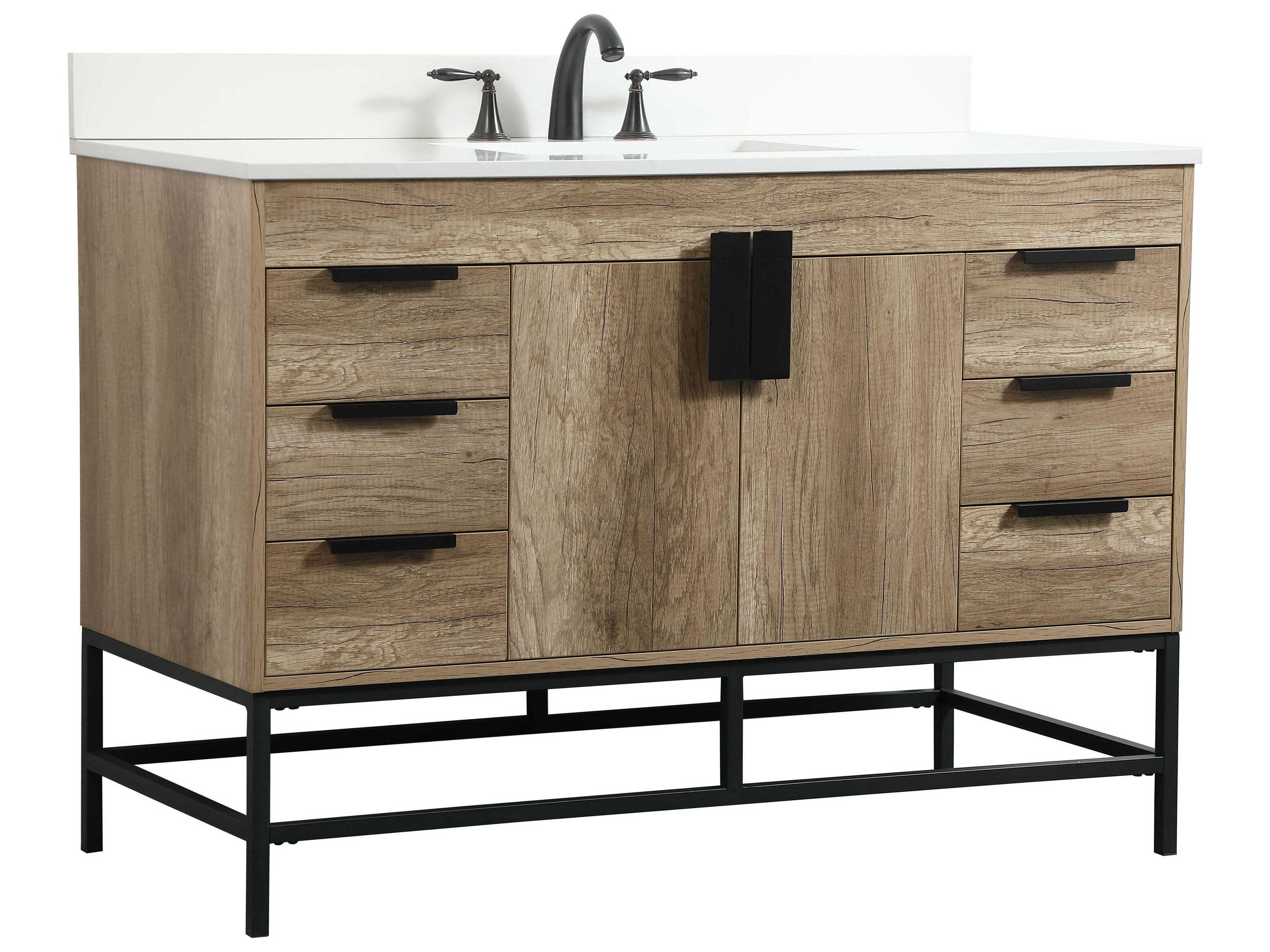 Elegant Lighting Eugene Natural Oak 48" Vanity with Backsplash