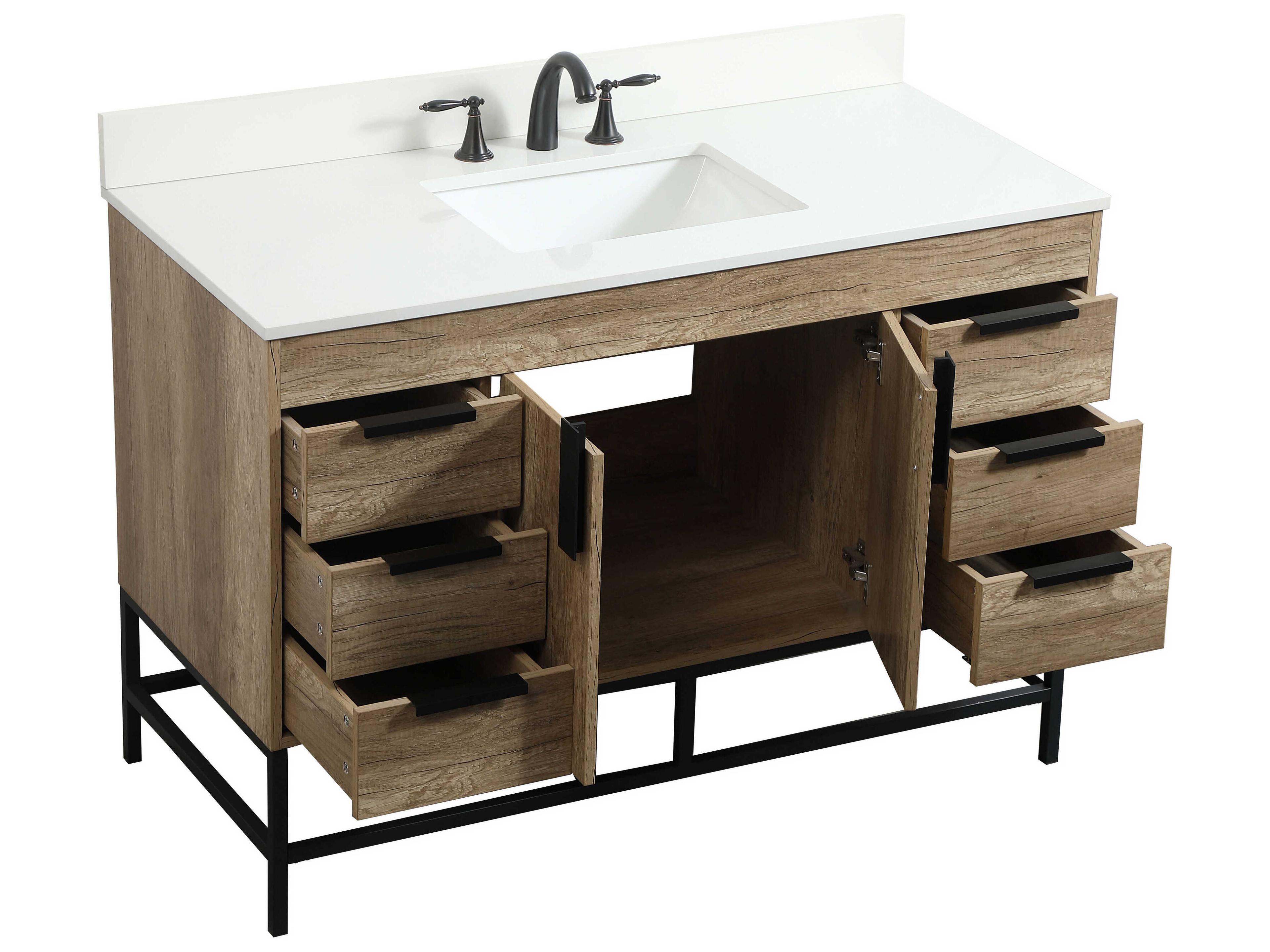 Elegant Lighting Eugene Natural Oak 48" Vanity with Backsplash