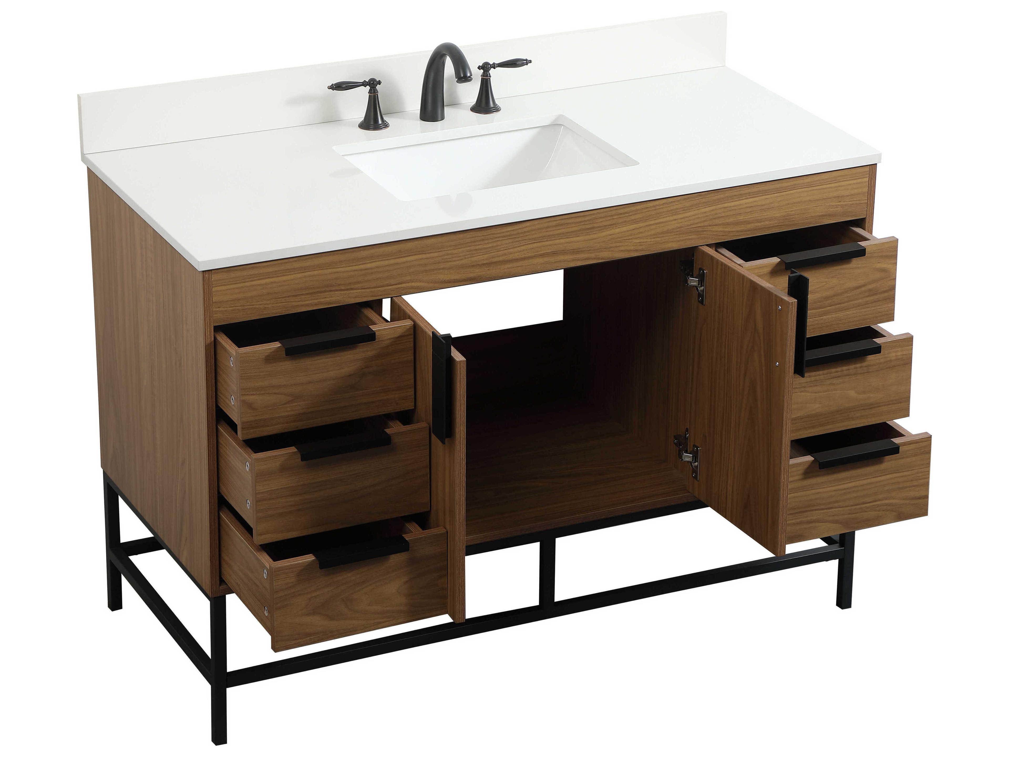 Elegant Lighting Eugene Walnut Brown 48" Vanity with Backsplash