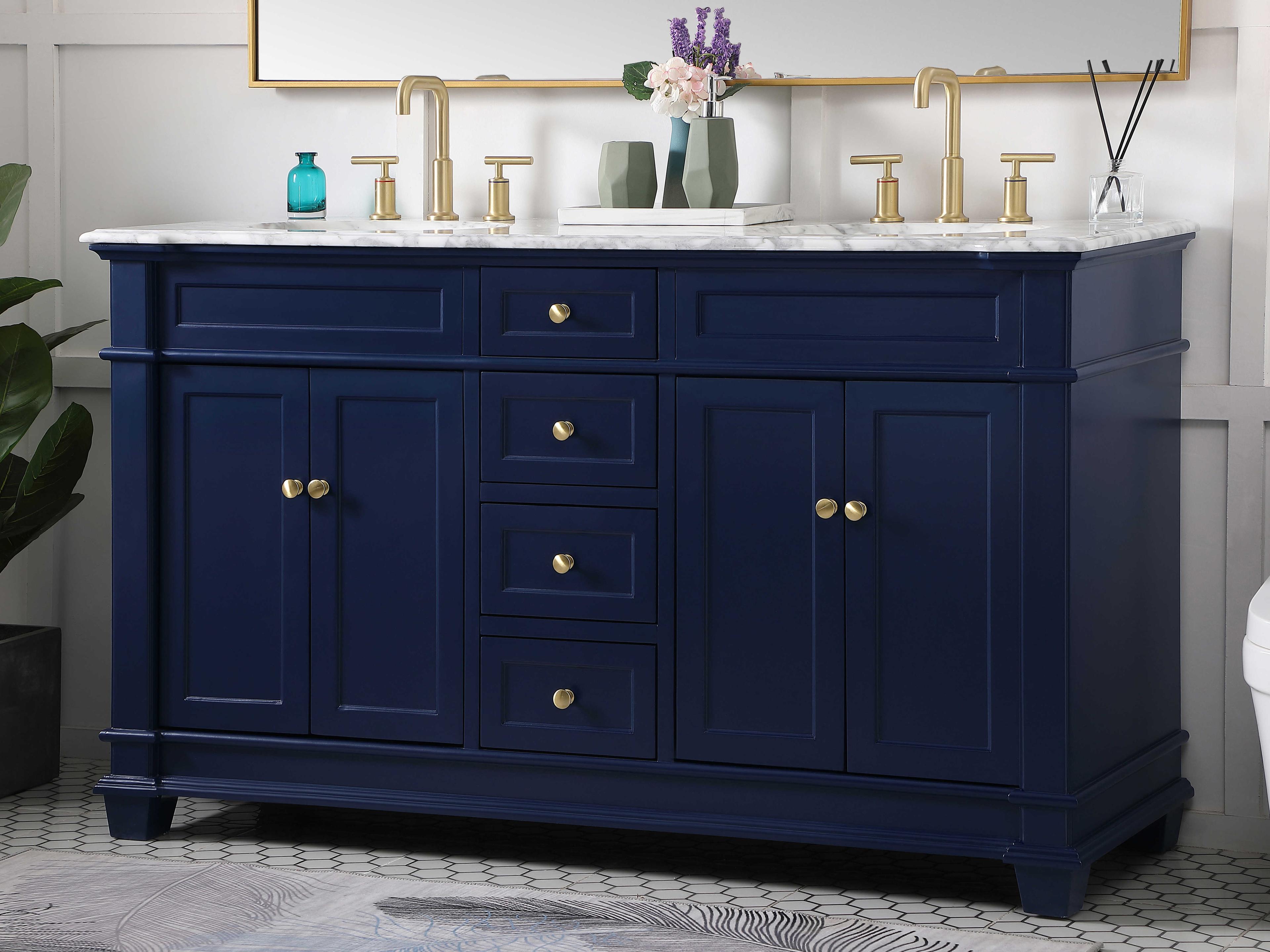 Elegant Lighting Wesley Blue 60" Vanity