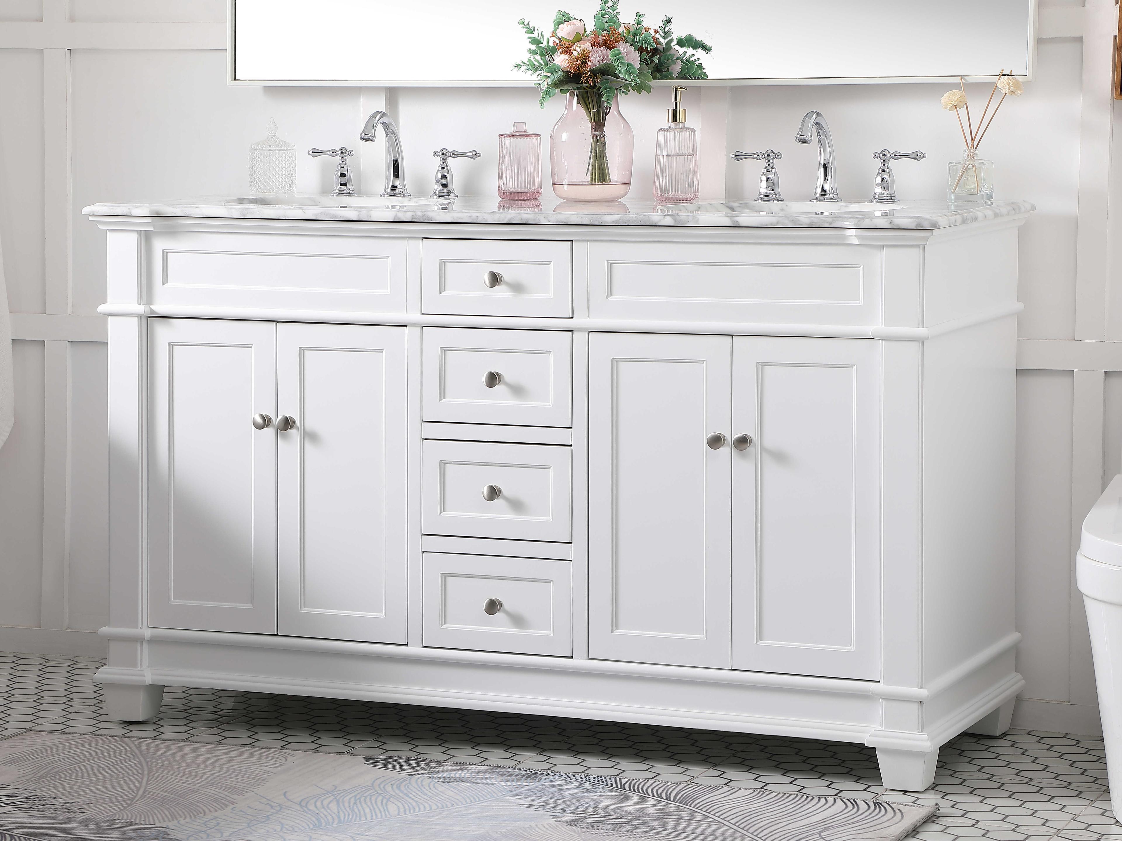 Elegant Lighting Wesley White 60" Vanity