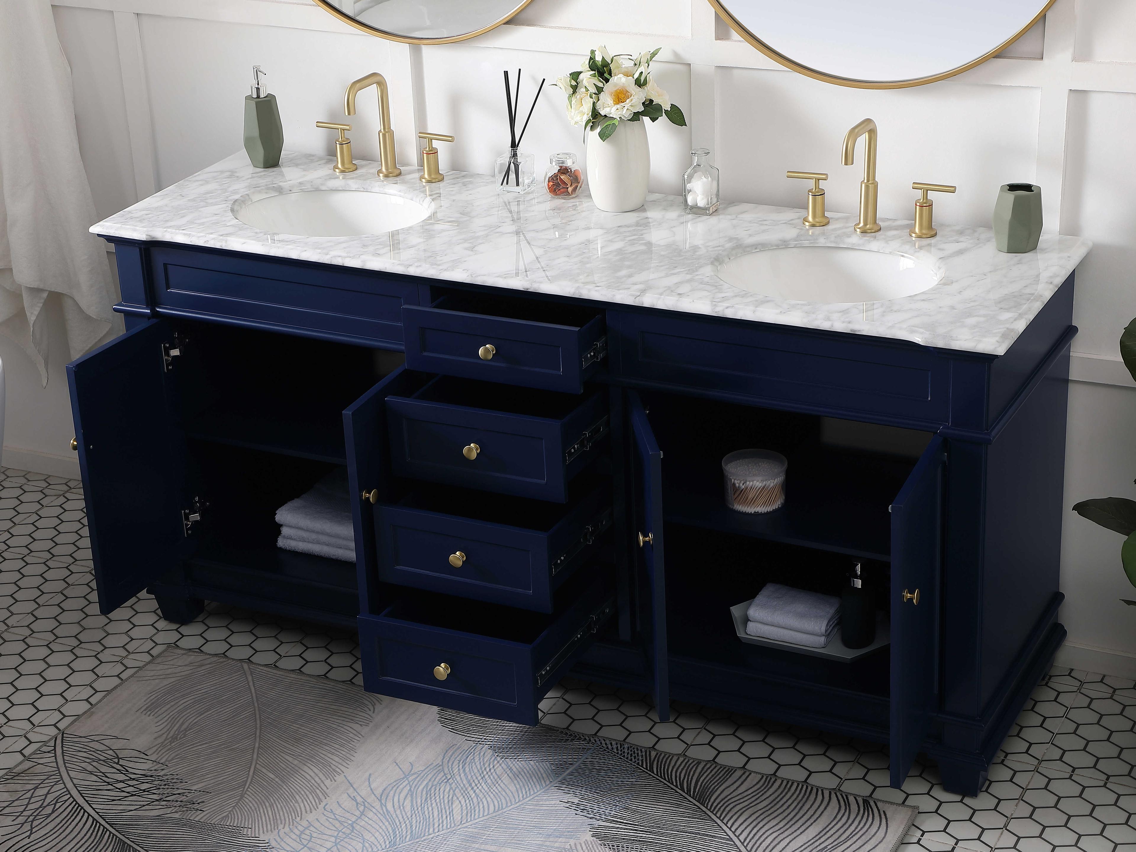 Elegant Lighting Wesley Blue 72" Vanity