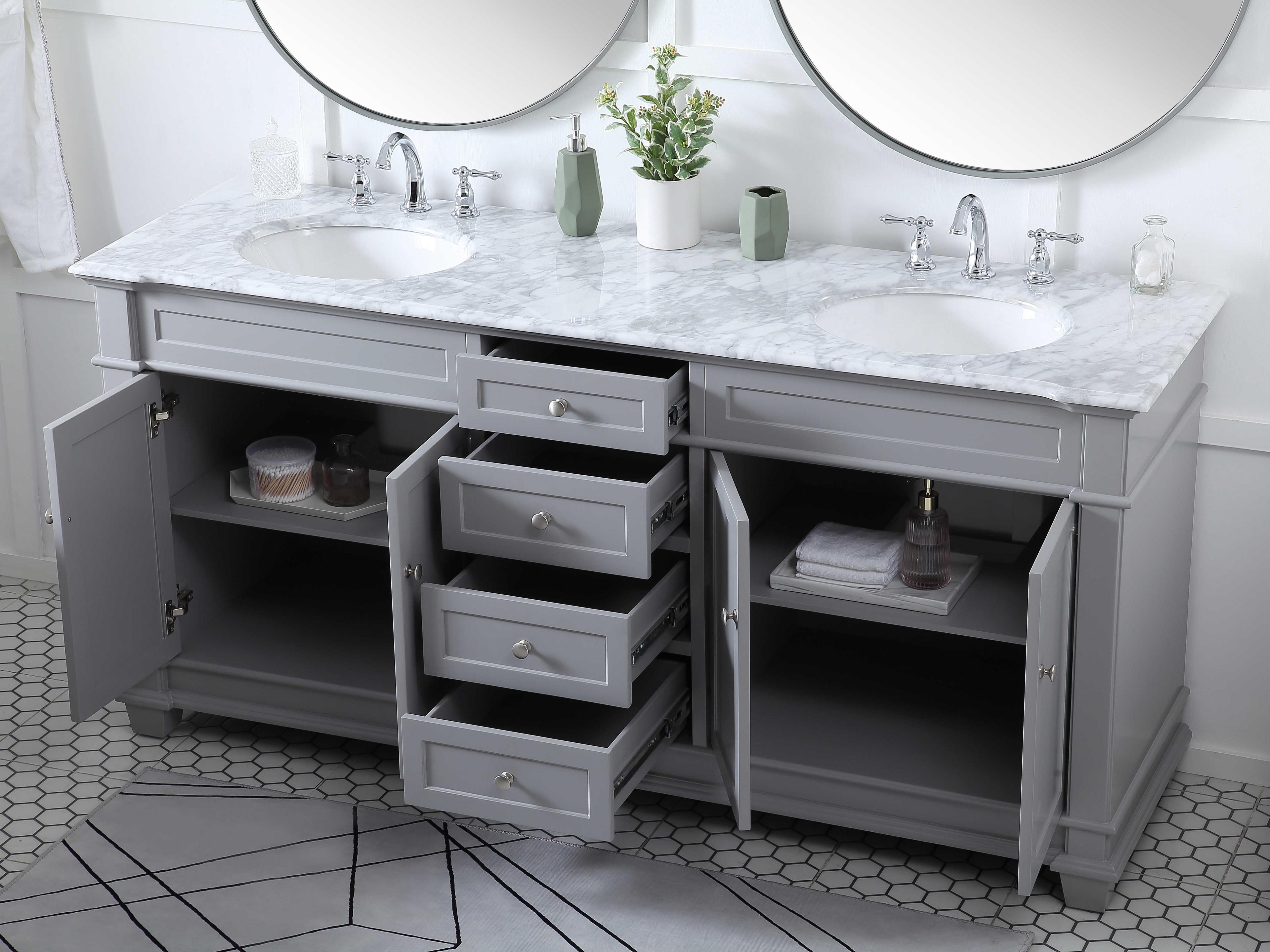 Elegant Lighting Wesley Grey 72" Vanity