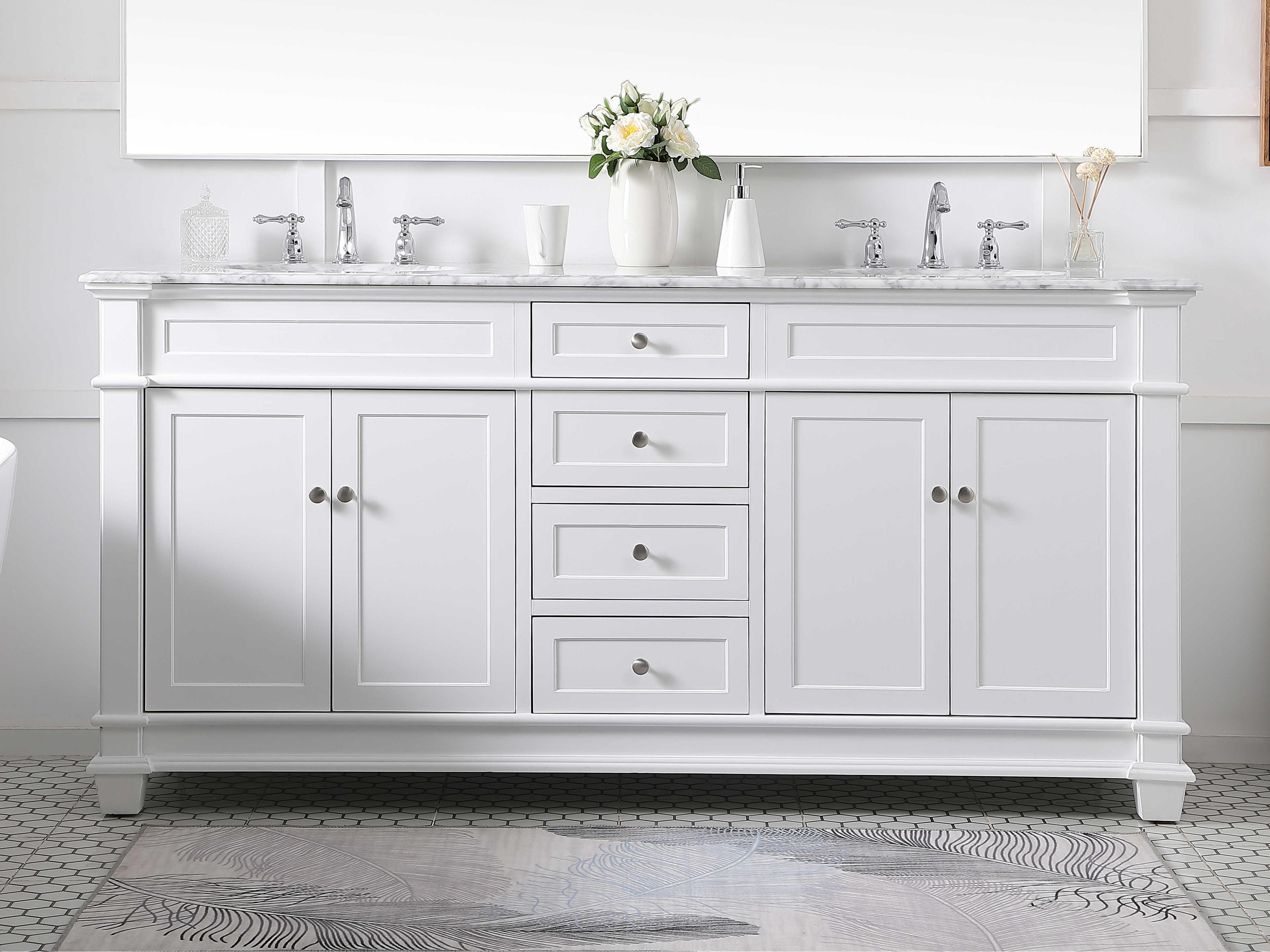 Elegant Lighting Wesley White 72" Vanity