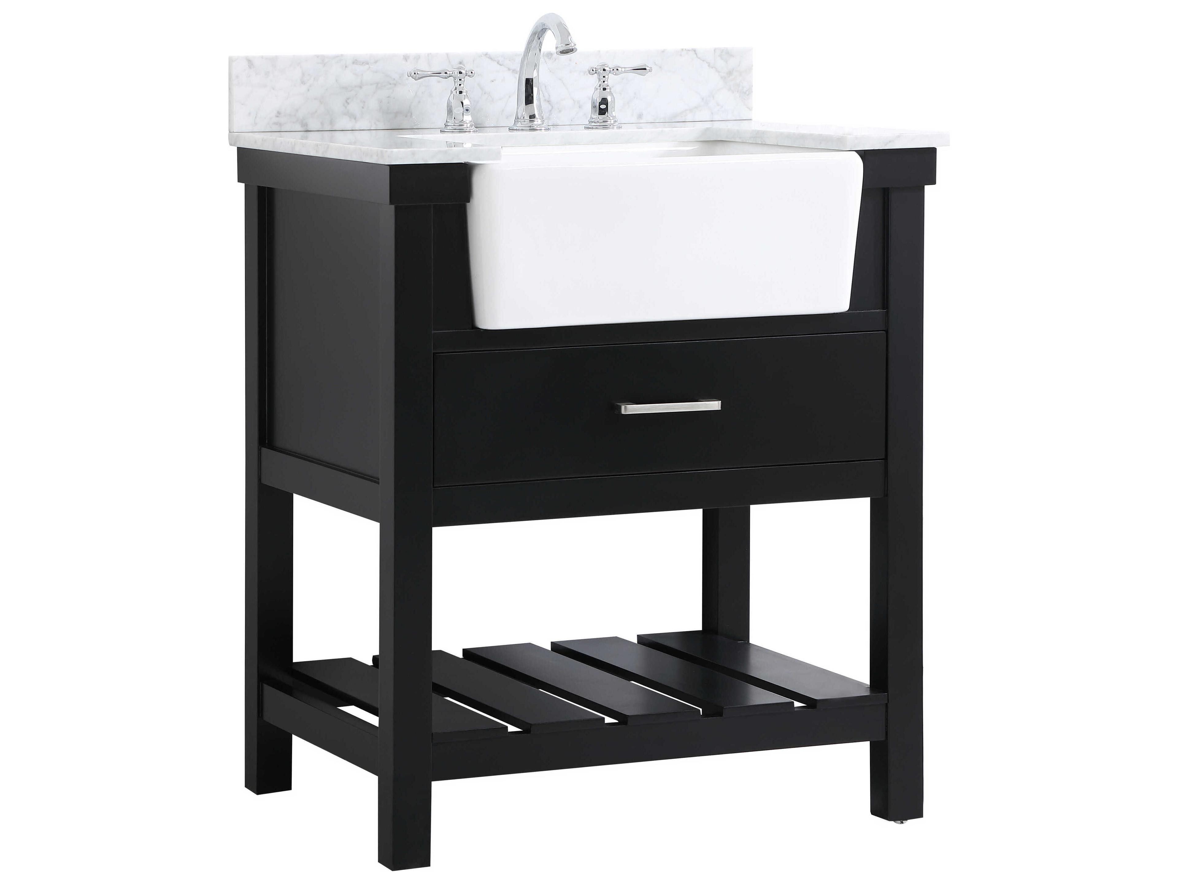 Elegant Lighting Clement Black / Brushed Nickel 30" Vanity with Backsplash