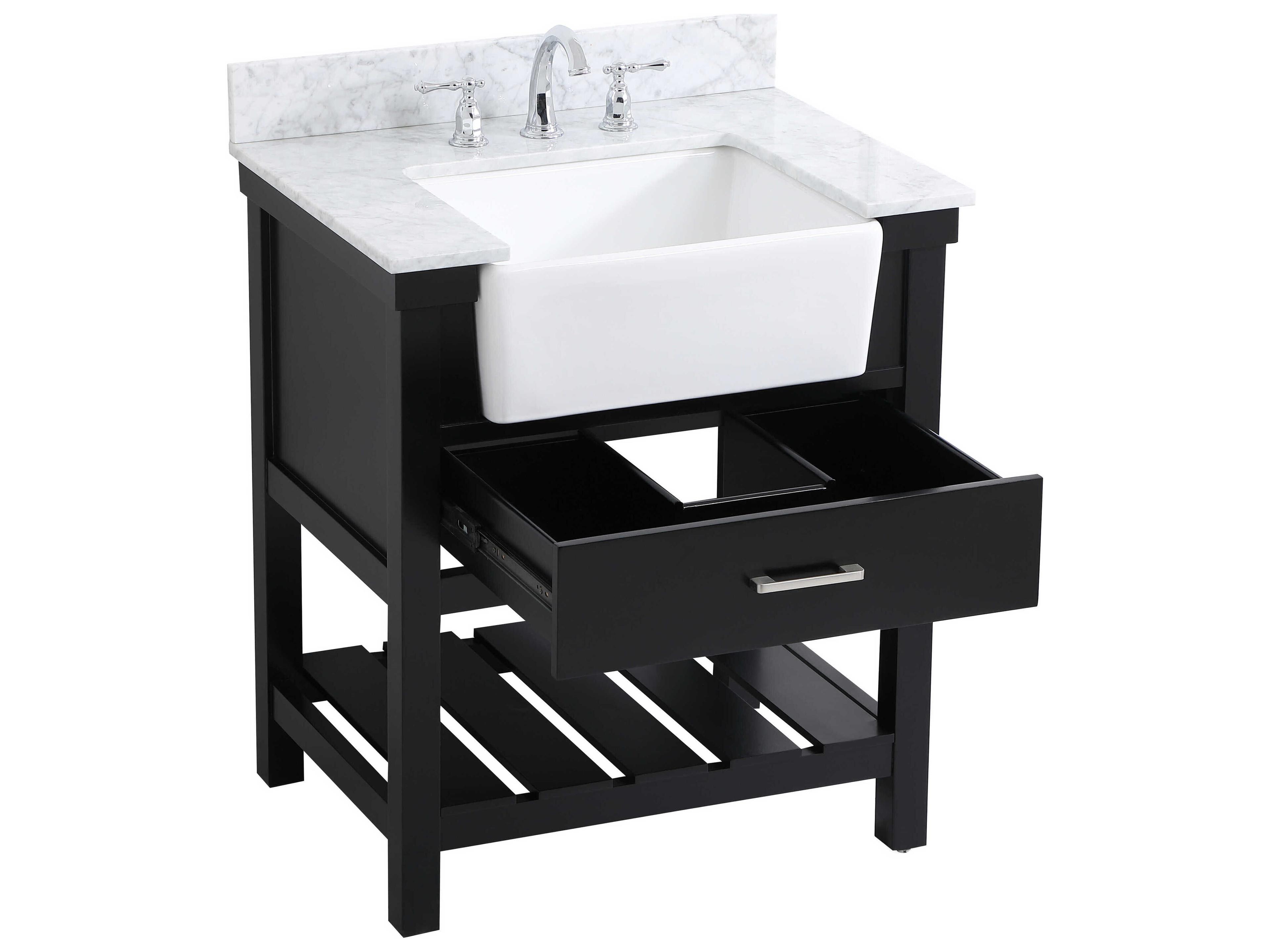 Elegant Lighting Clement Black / Brushed Nickel 30" Vanity with Backsplash