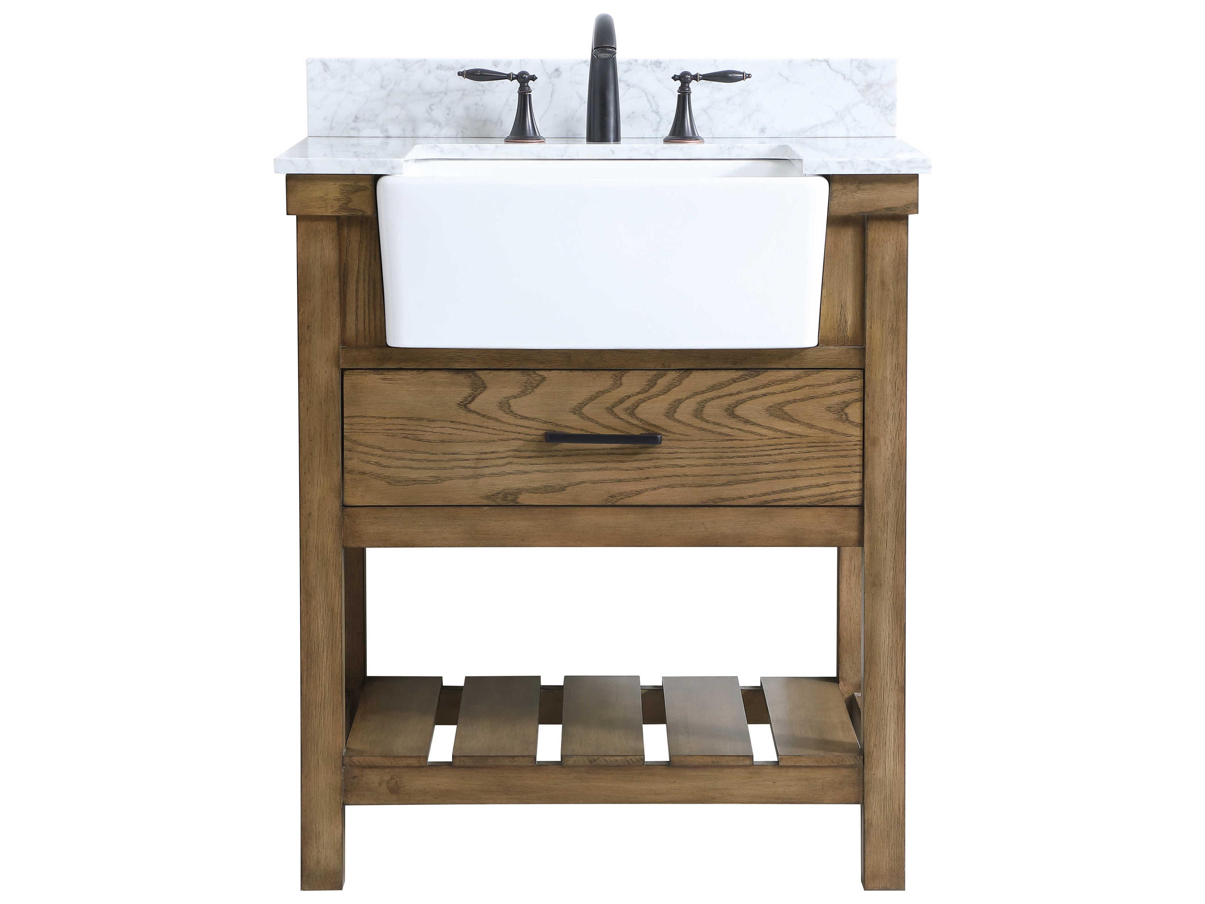 Elegant Lighting Clement Driftwood 30" Vanity with Backsplash