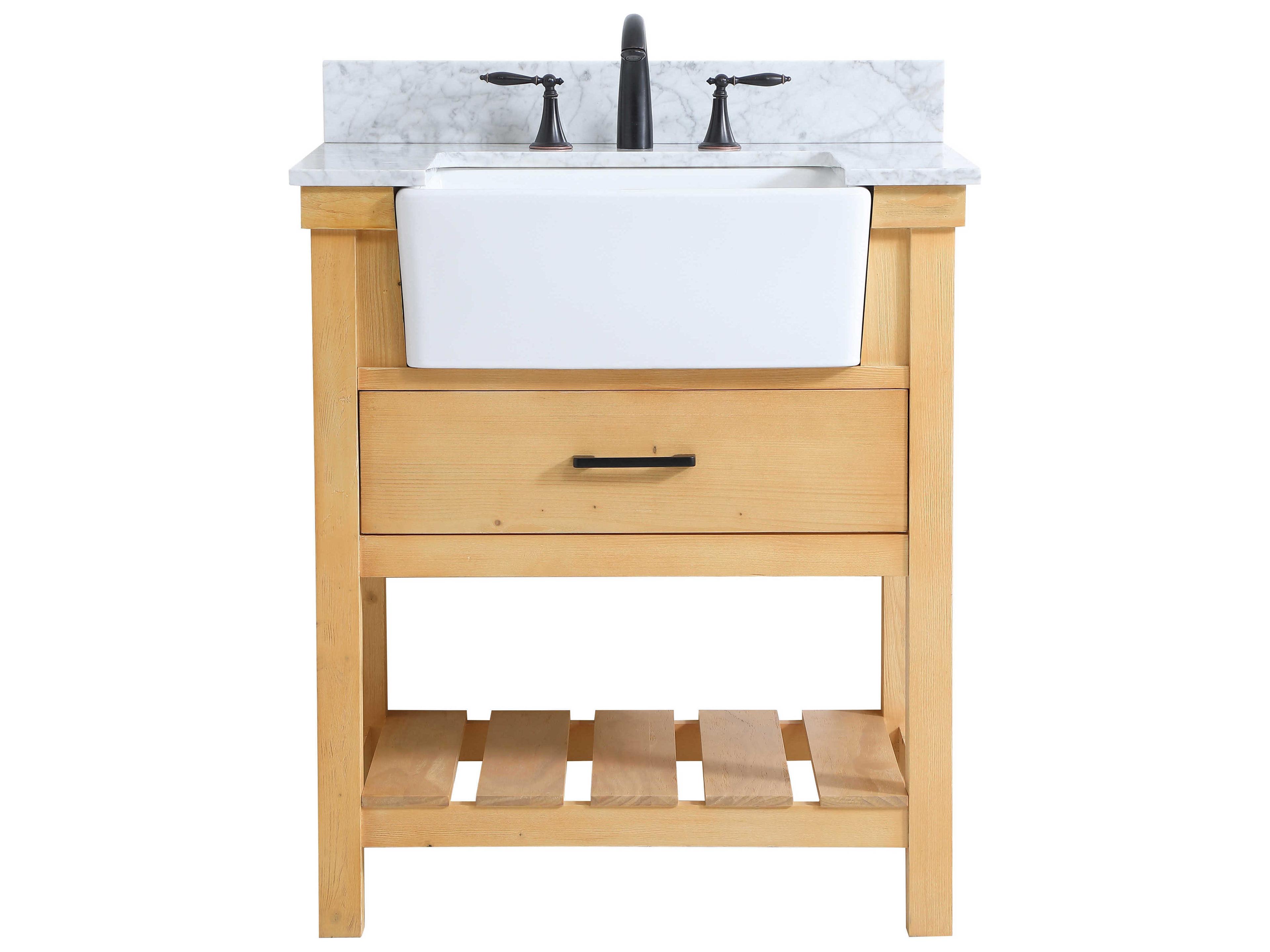 Elegant Lighting Clement Natural Wood 30" Vanity with Backsplash