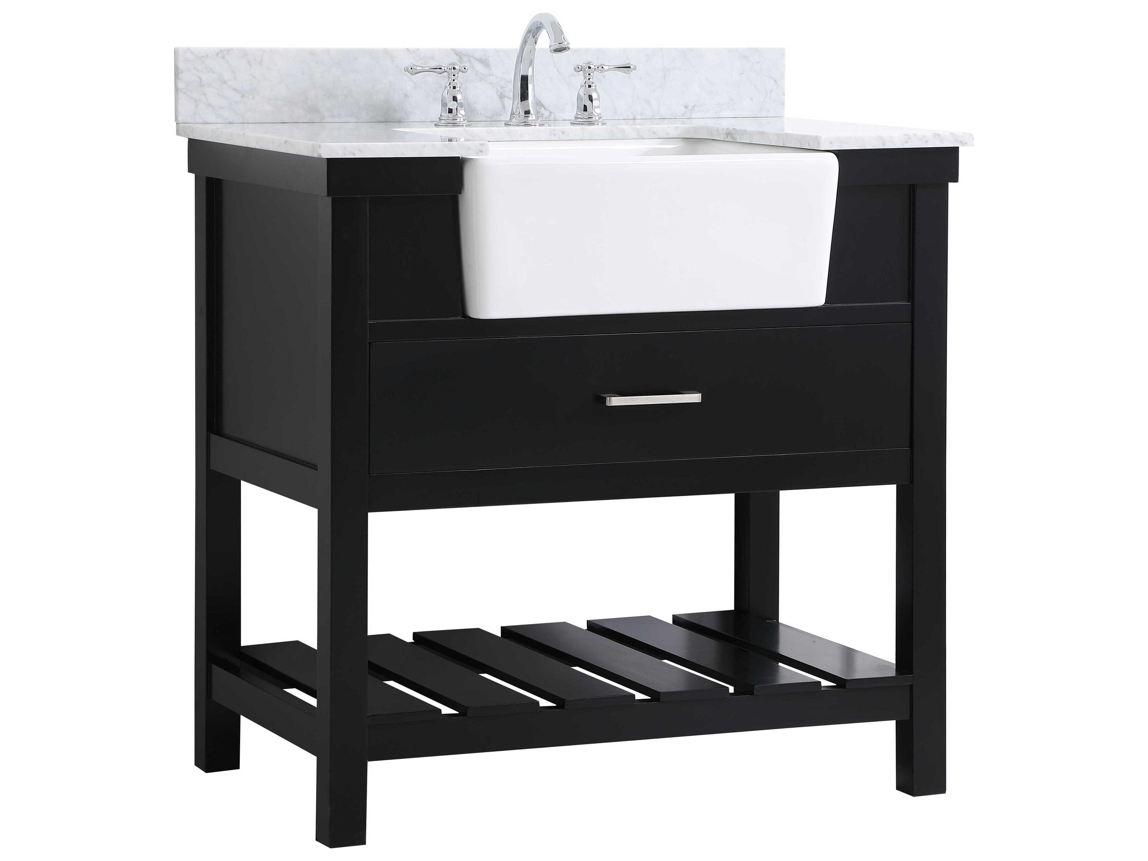 Elegant Lighting Clement Black / Brushed Nickel 36" Vanity with Backsplash