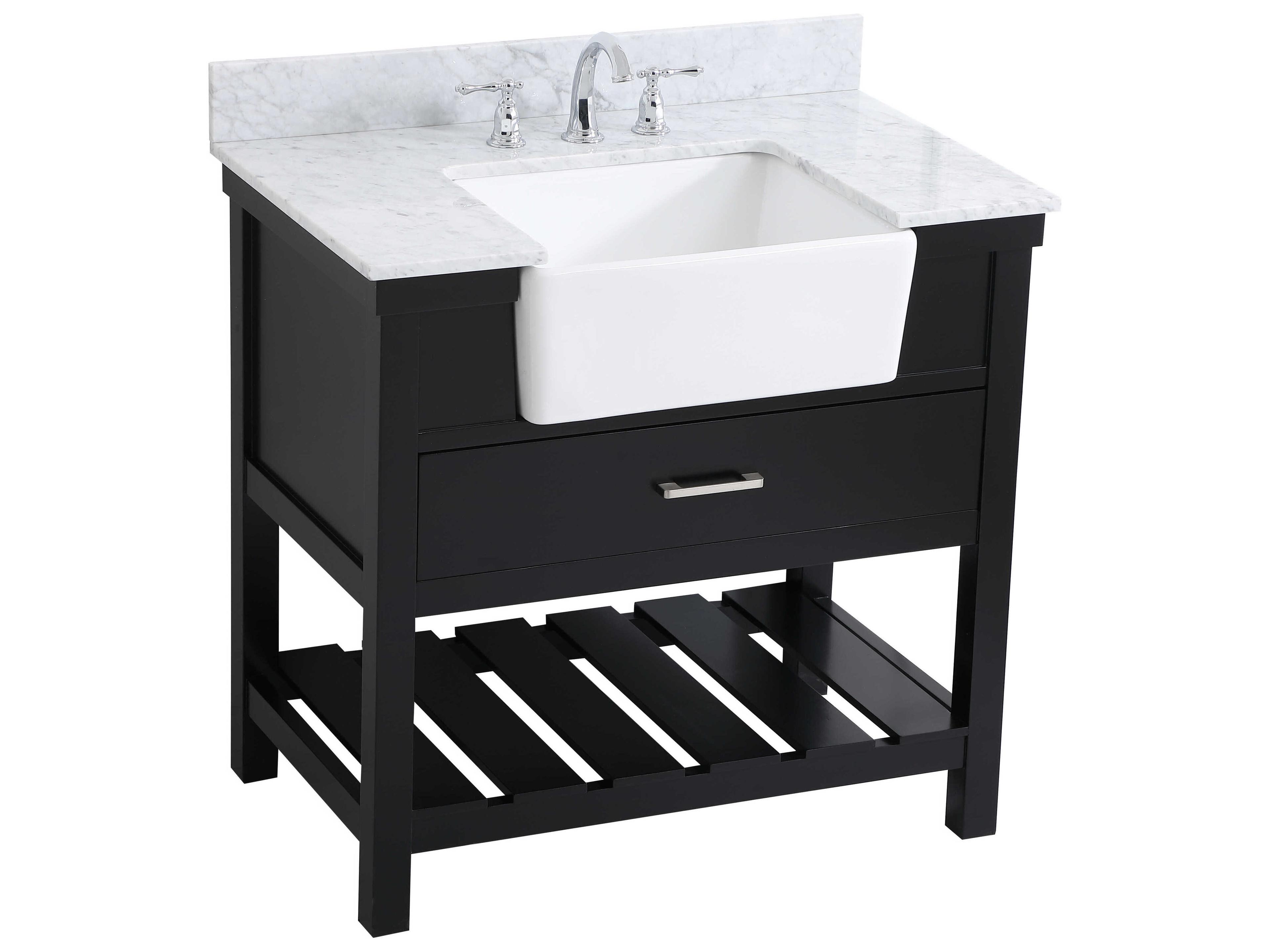 Elegant Lighting Clement Black / Brushed Nickel 36" Vanity with Backsplash