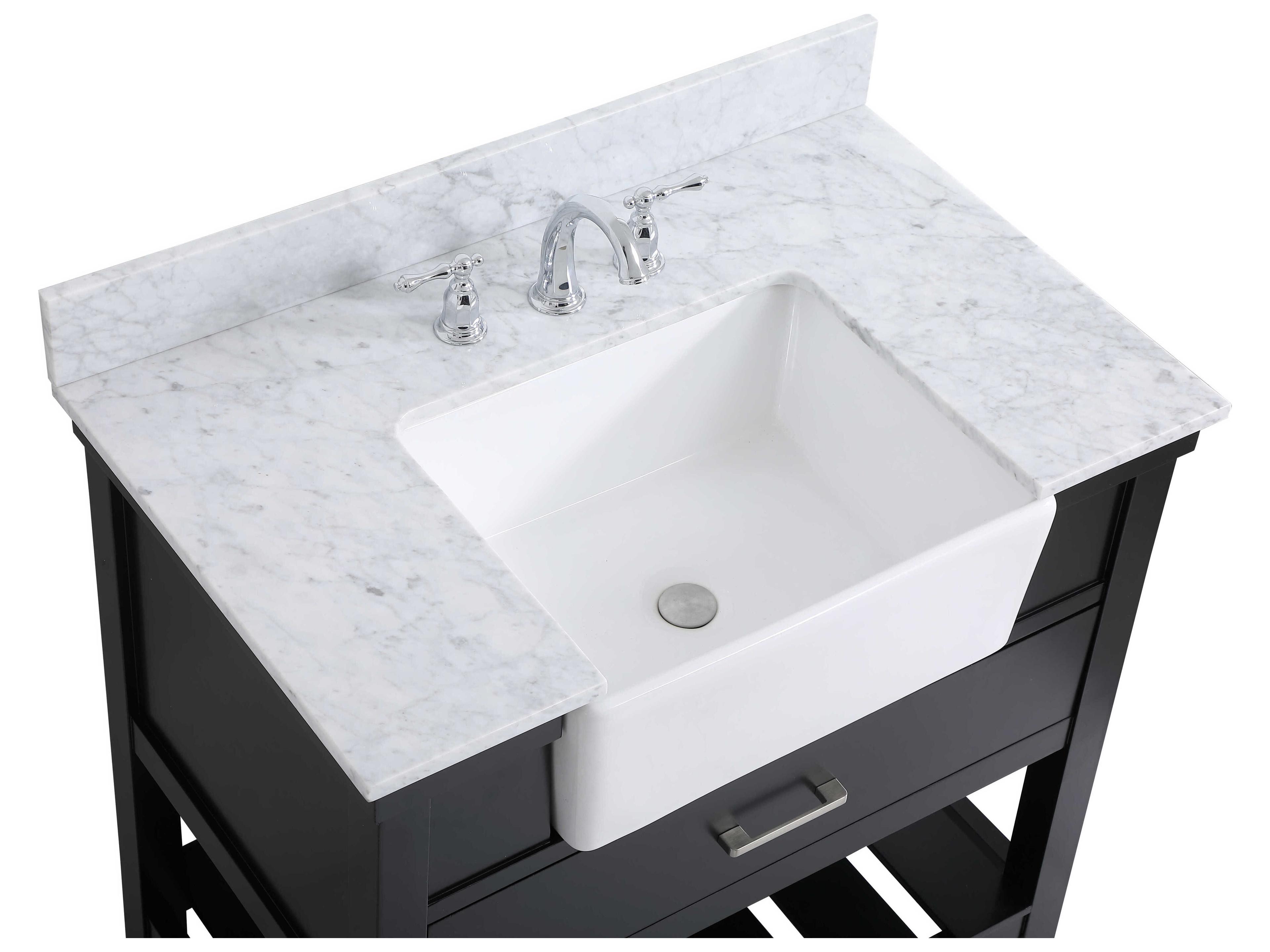 Elegant Lighting Clement Black / Brushed Nickel 36" Vanity with Backsplash