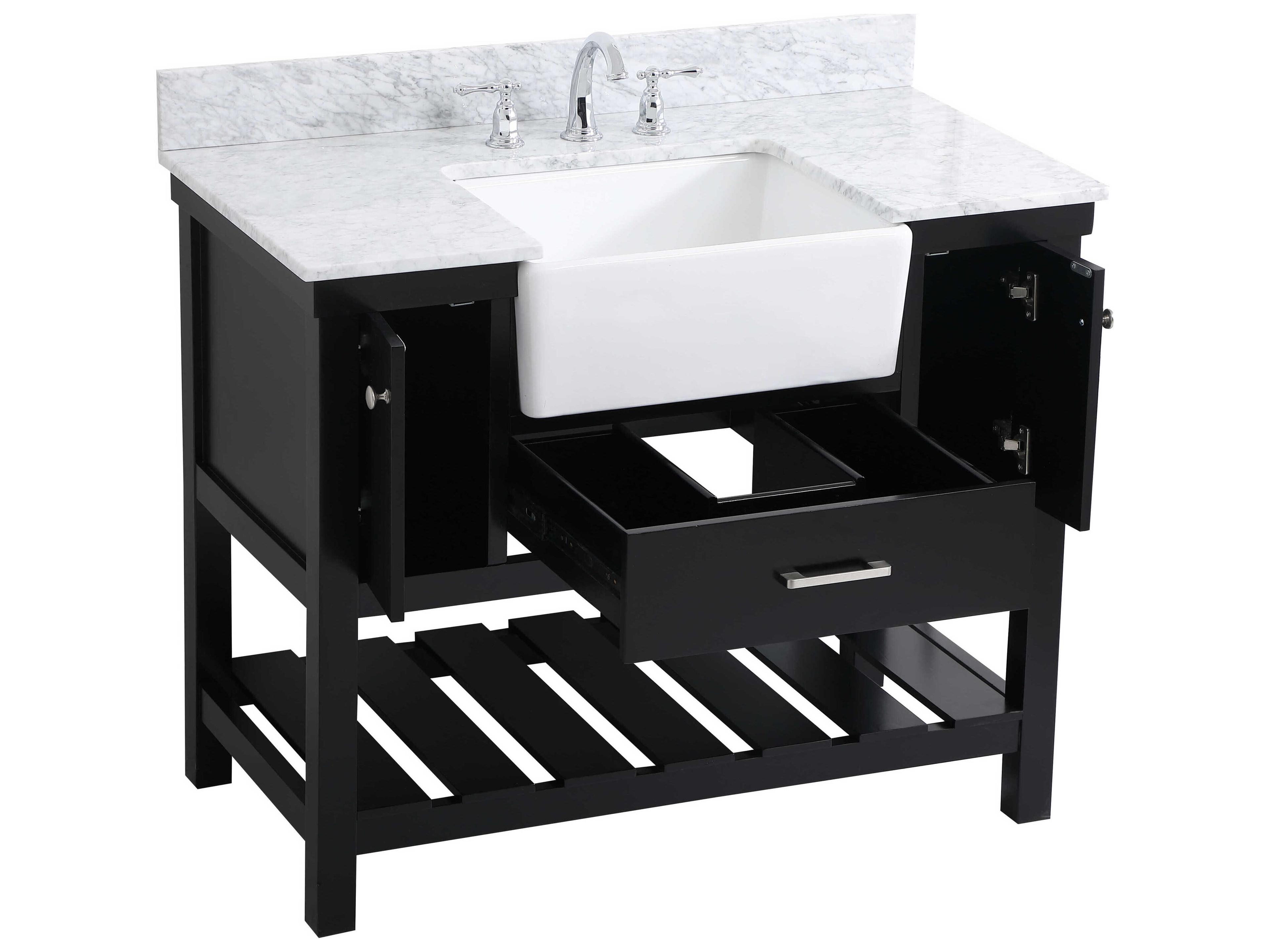 Elegant Lighting Clement Black / Brushed Nickel 42" Vanity with Backsplash