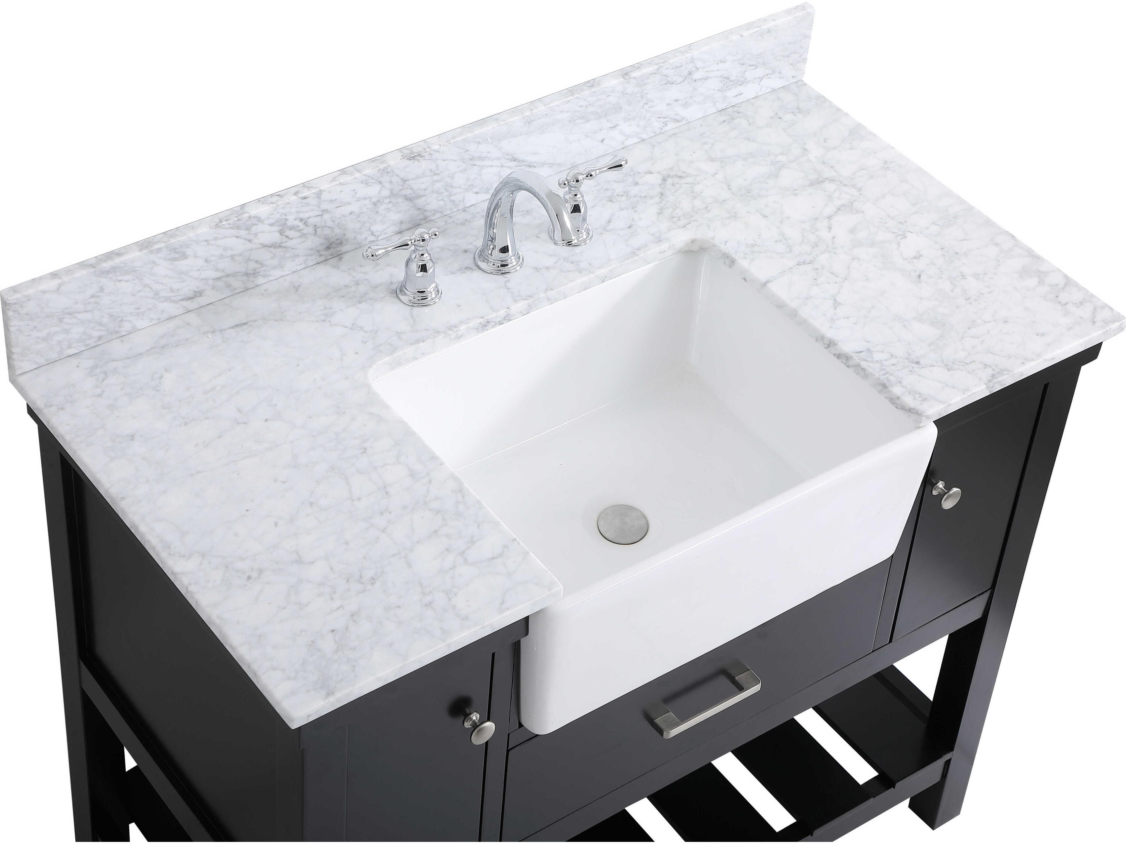 Elegant Lighting Clement Black / Brushed Nickel 42" Vanity with Backsplash