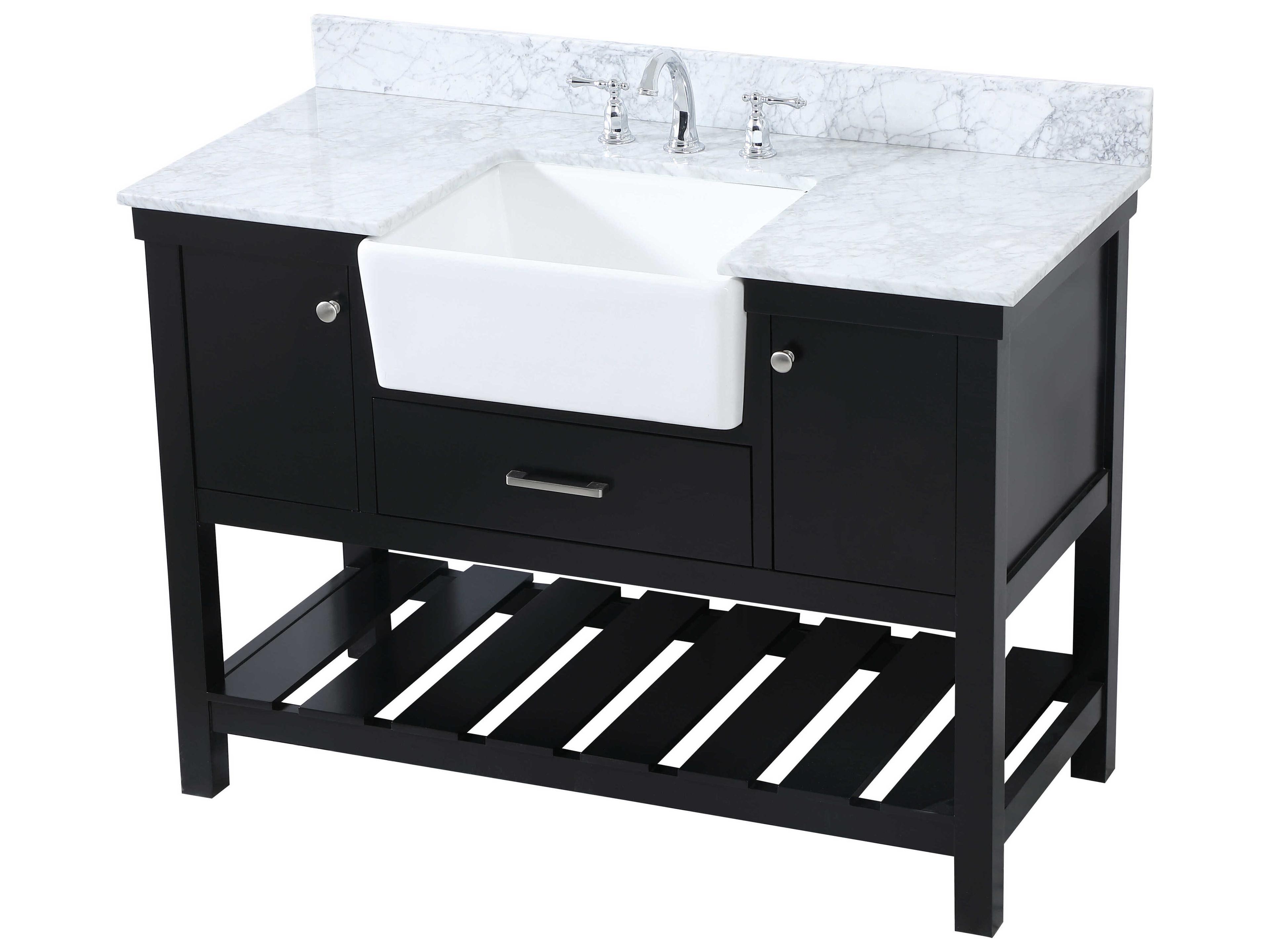 Elegant Lighting Clement Black / Brushed Nickel 48" Vanity with Backsplash