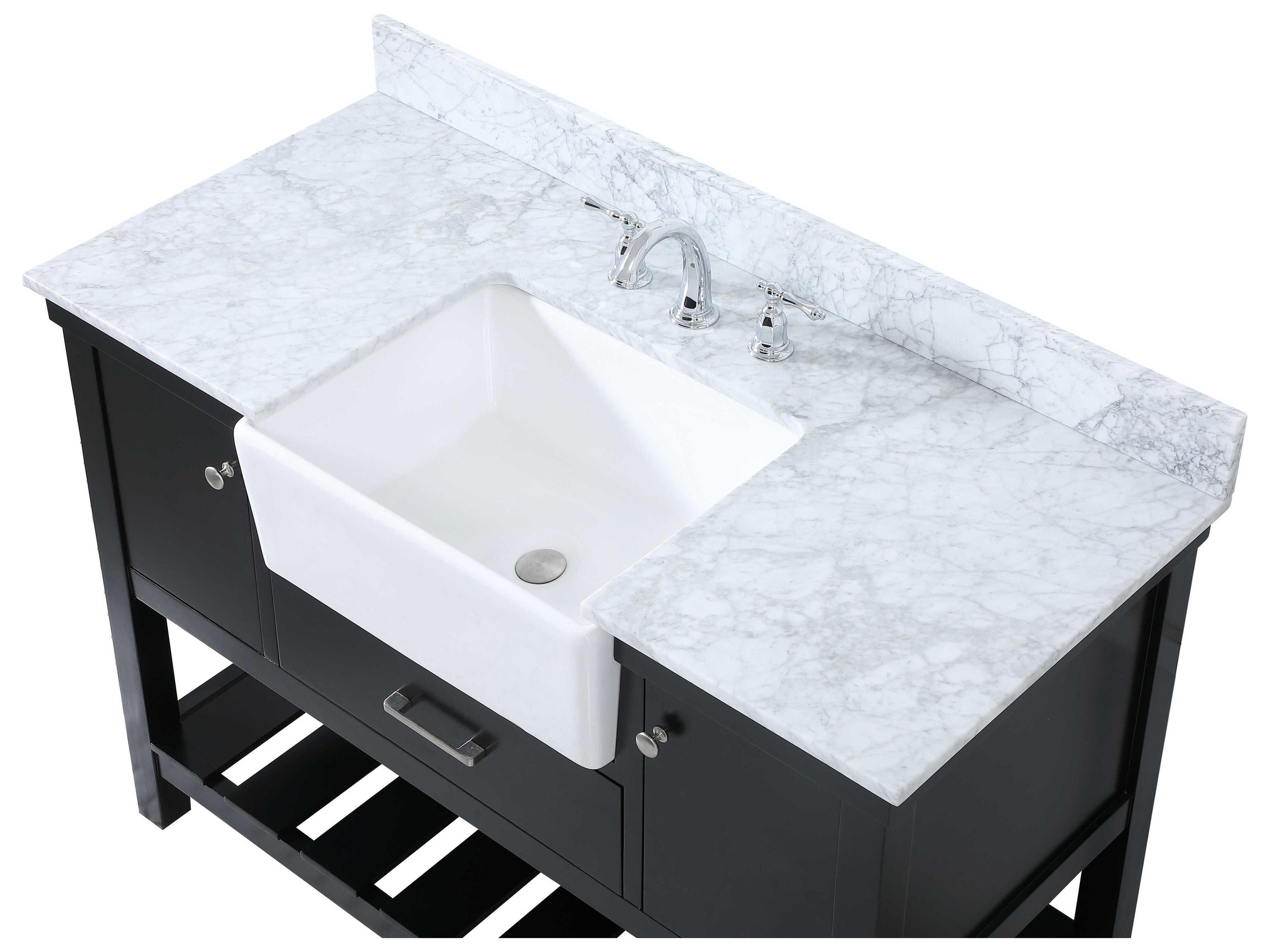 Elegant Lighting Clement Black / Brushed Nickel 48" Vanity with Backsplash