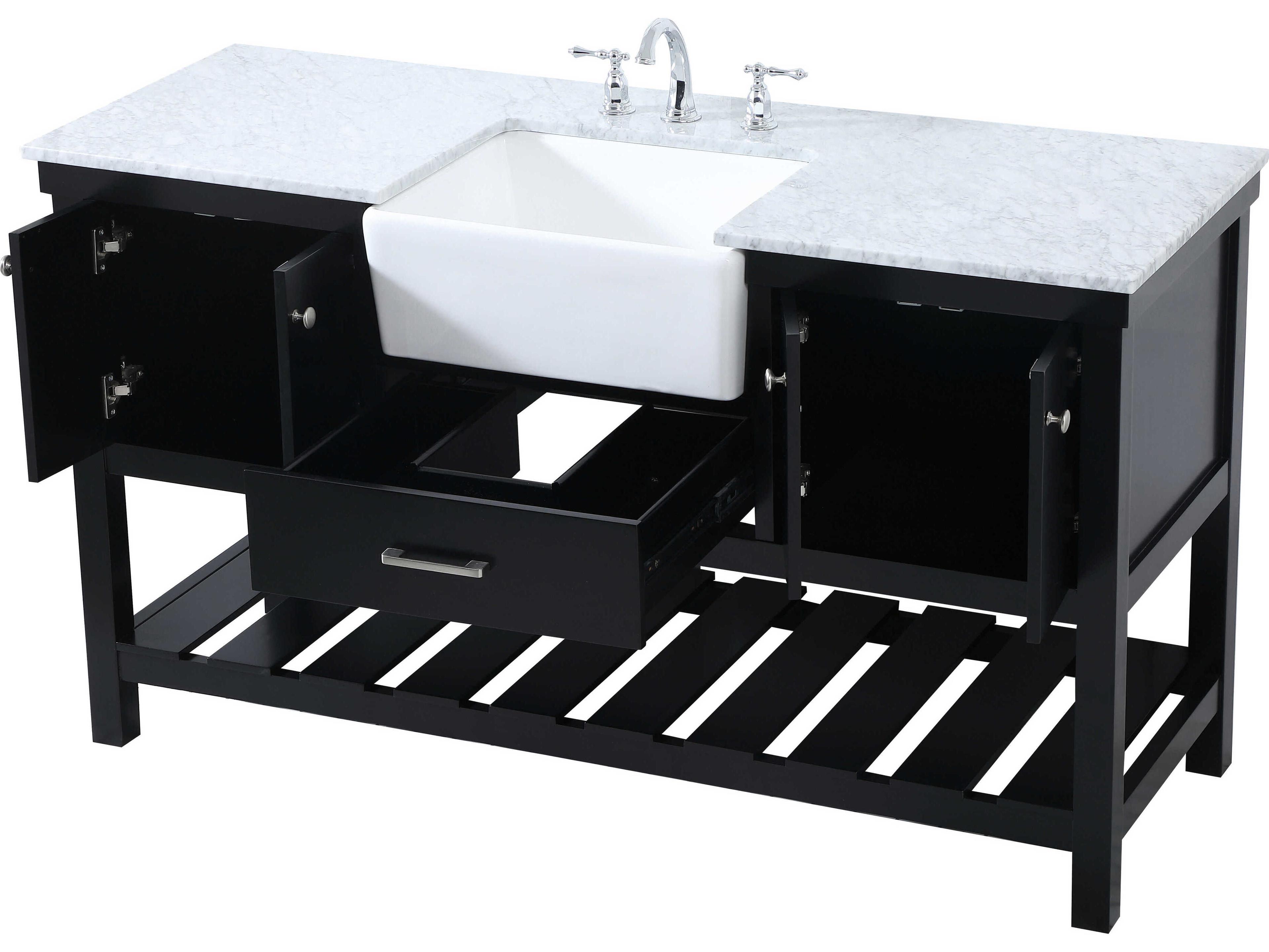 Elegant Lighting Clement Black / Brushed Nickel 60" Vanity