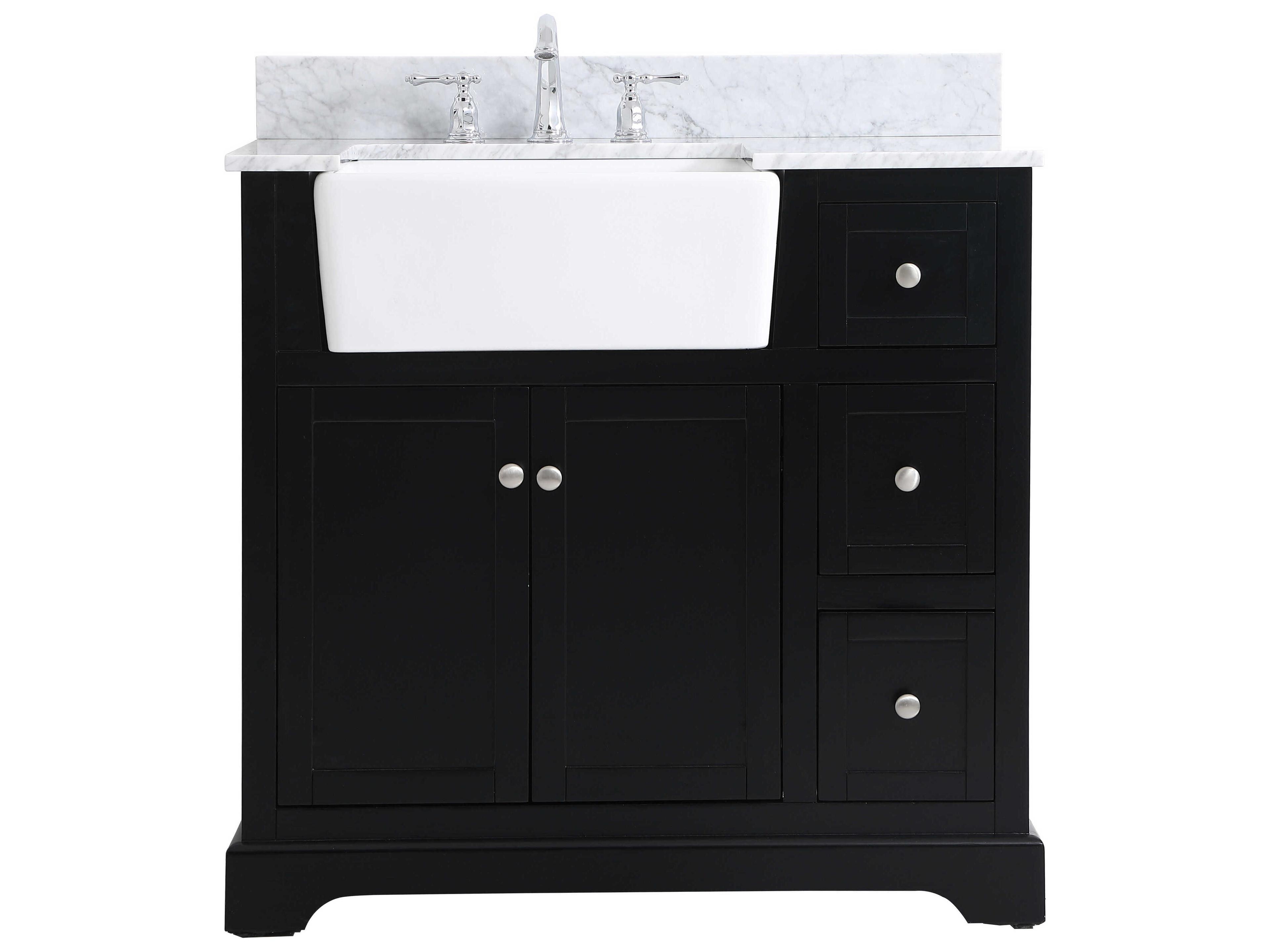 Franklin Black / Brushed Nickel 36" Vanity with Backsplash