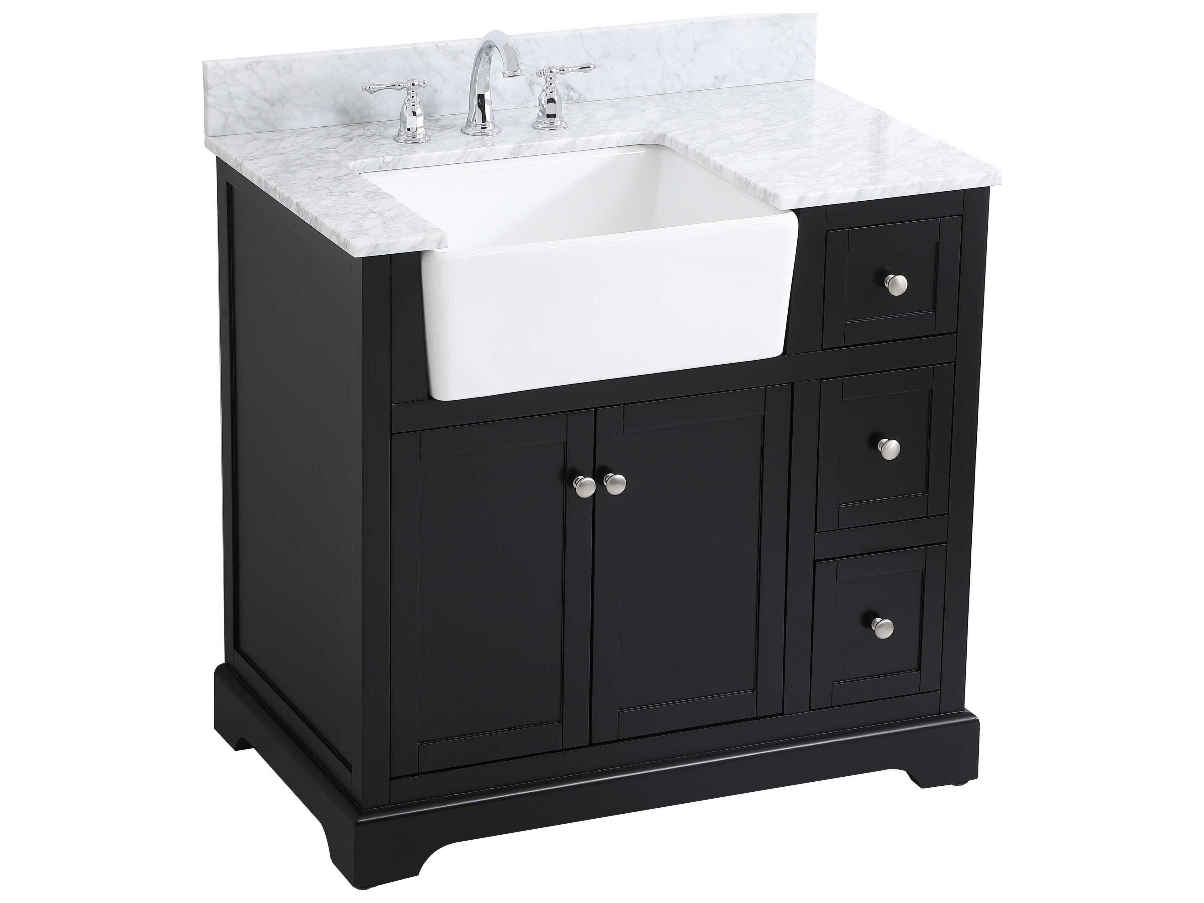 Elegant Lighting Franklin Black / Brushed Nickel 36" Vanity with Backsplash