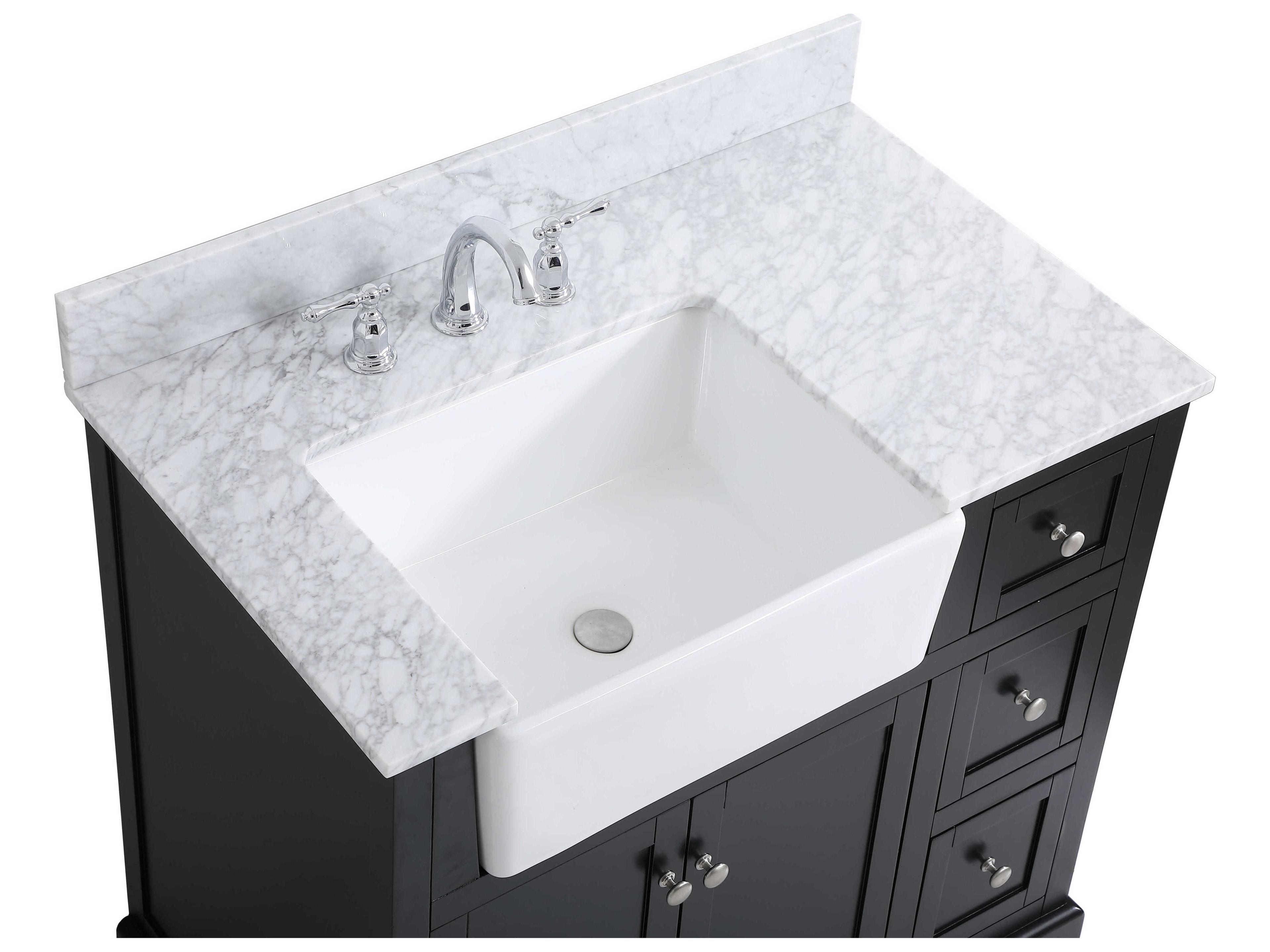 Elegant Lighting Franklin Black / Brushed Nickel 36" Vanity with Backsplash