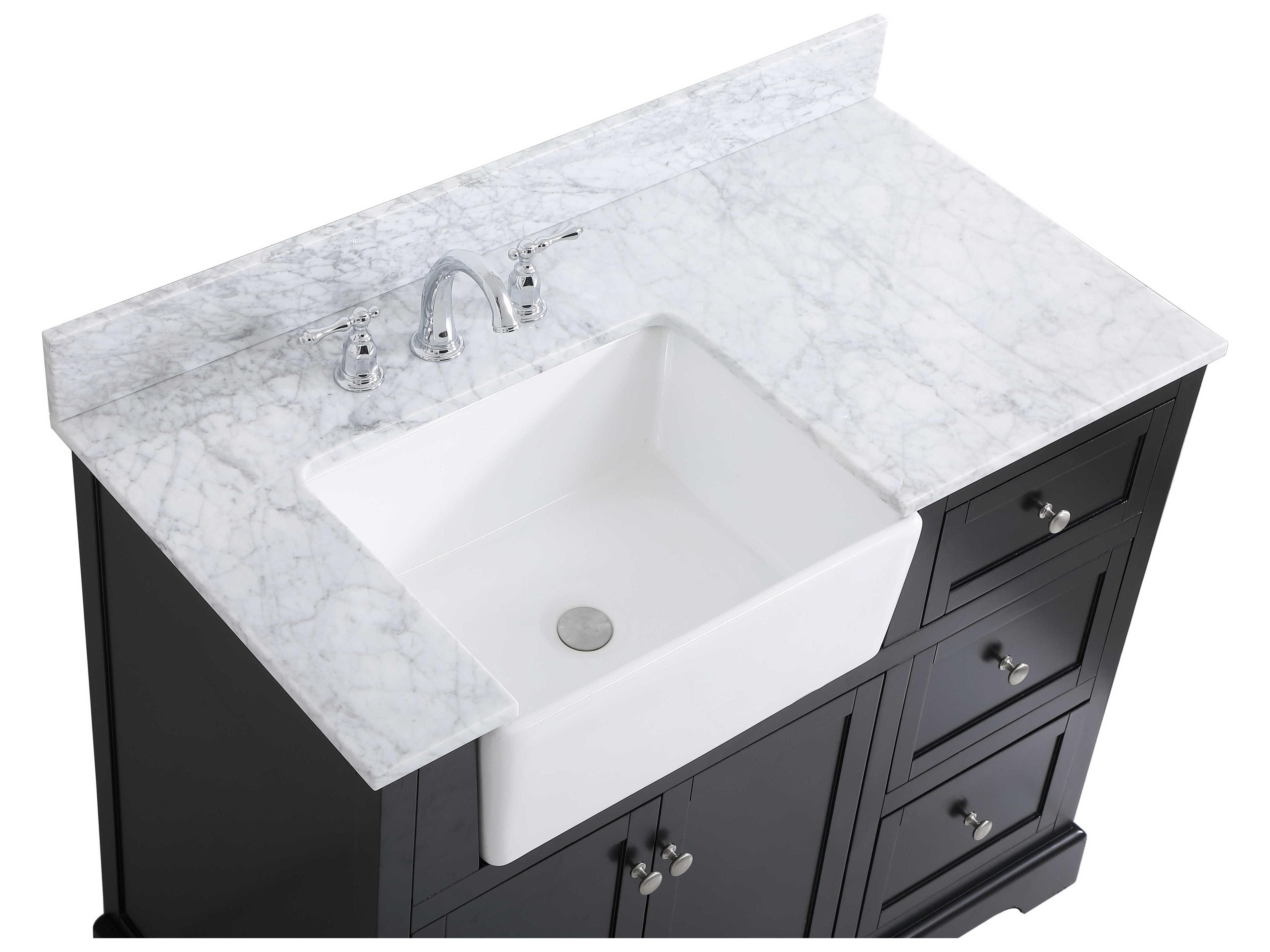 Elegant Lighting Franklin Black / Brushed Nickel 42" Vanity with Backsplash