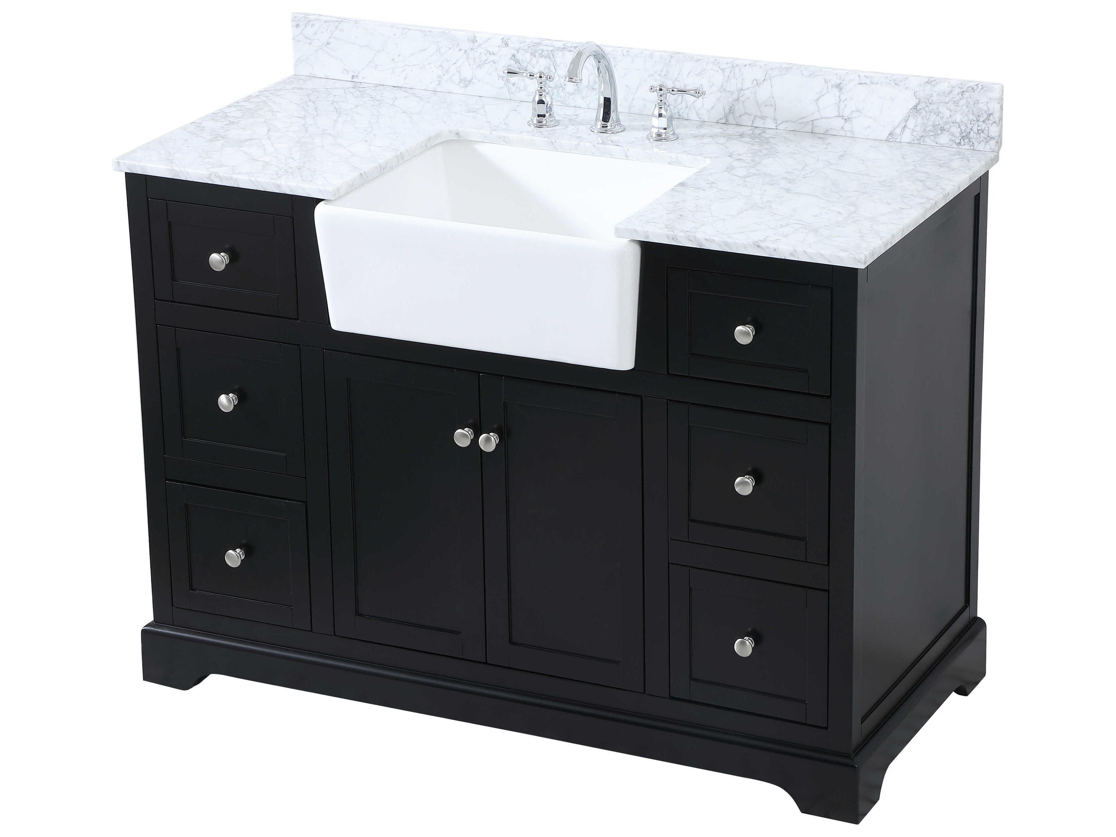 Elegant Lighting Franklin Black / Brushed Nickel 48" Vanity with Backsplash