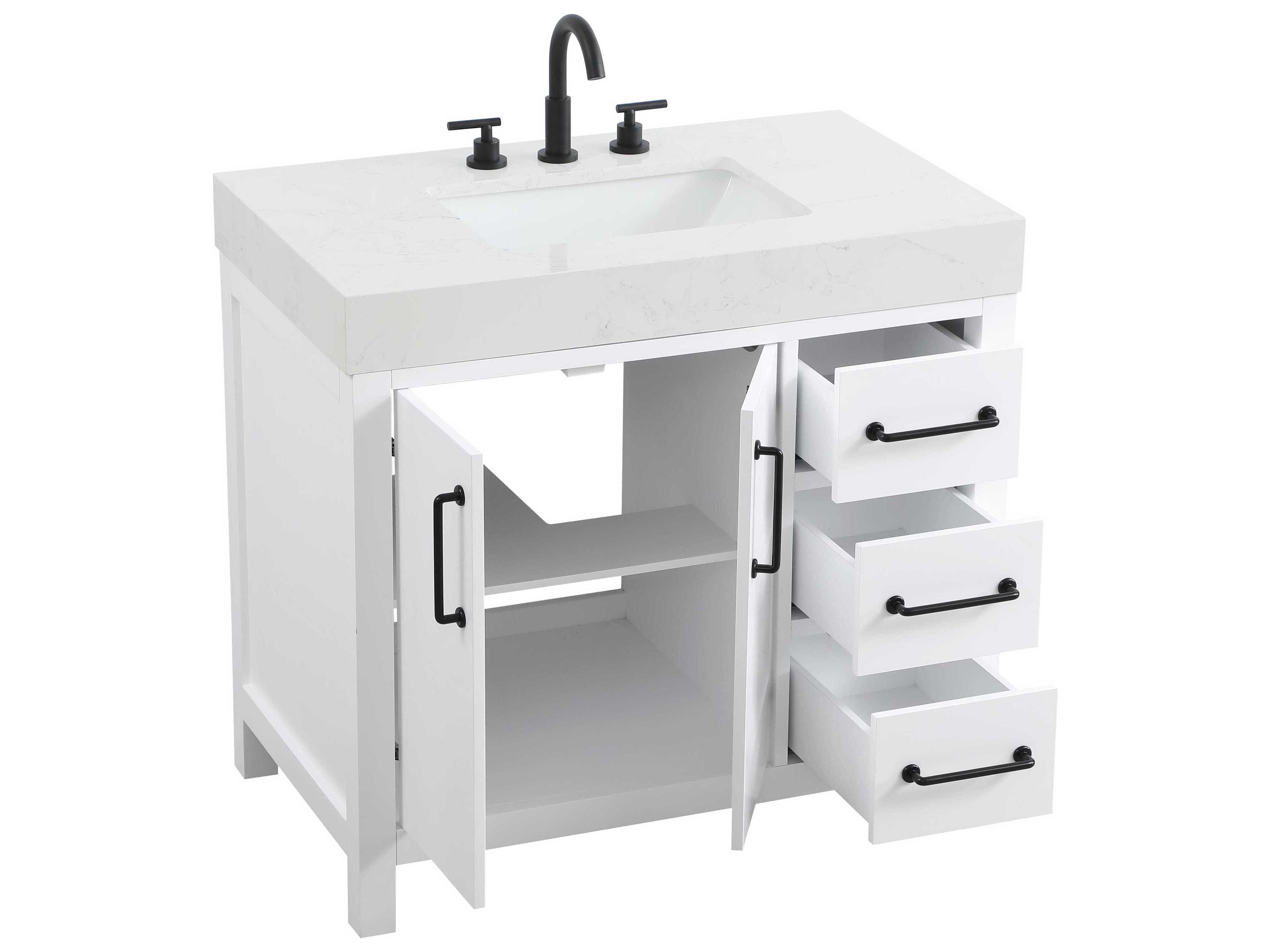 Elegant Lighting Nathan White Vanity