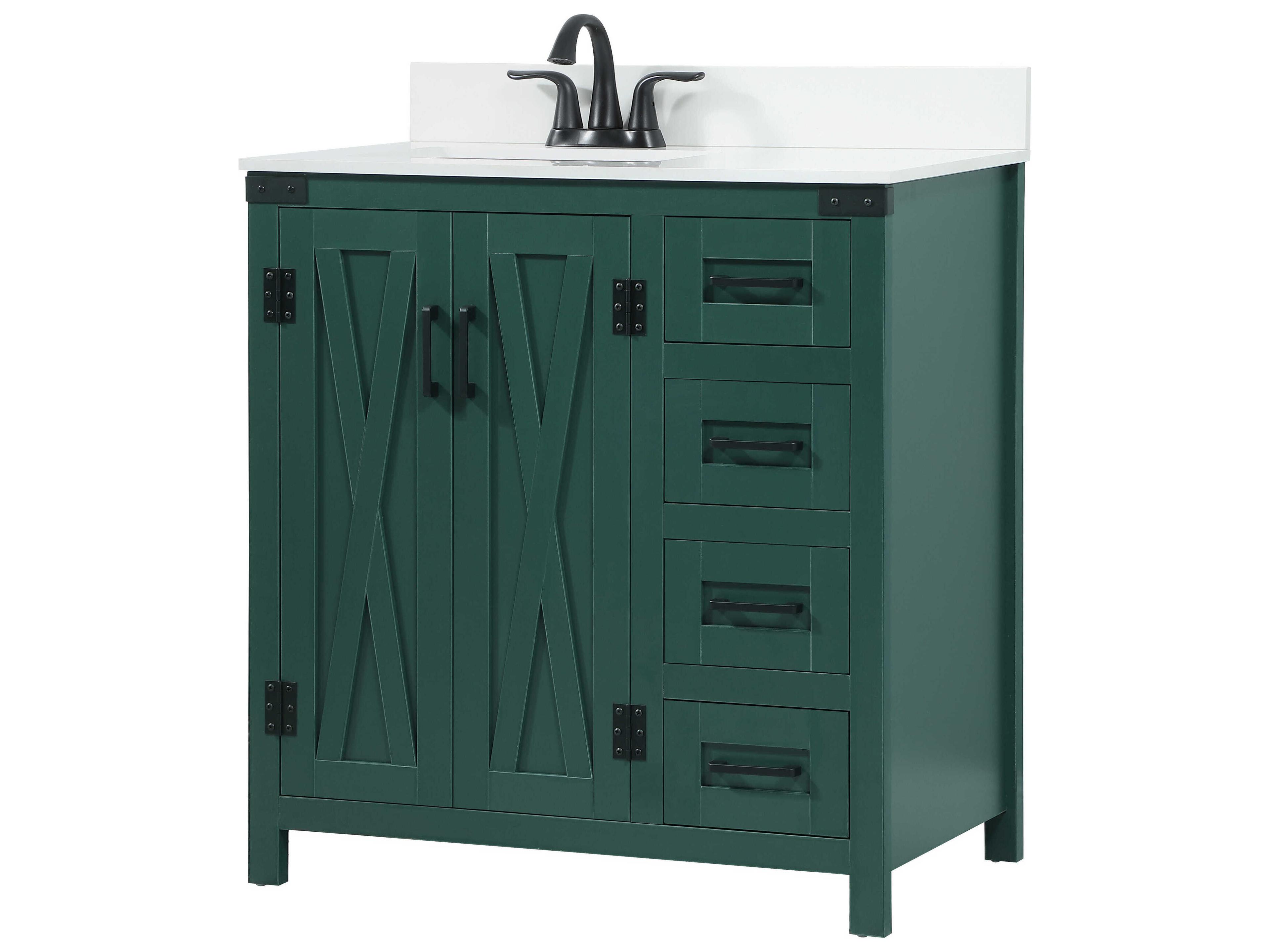 Elegant Lighting Grant Green 32" Vanity with Backsplash