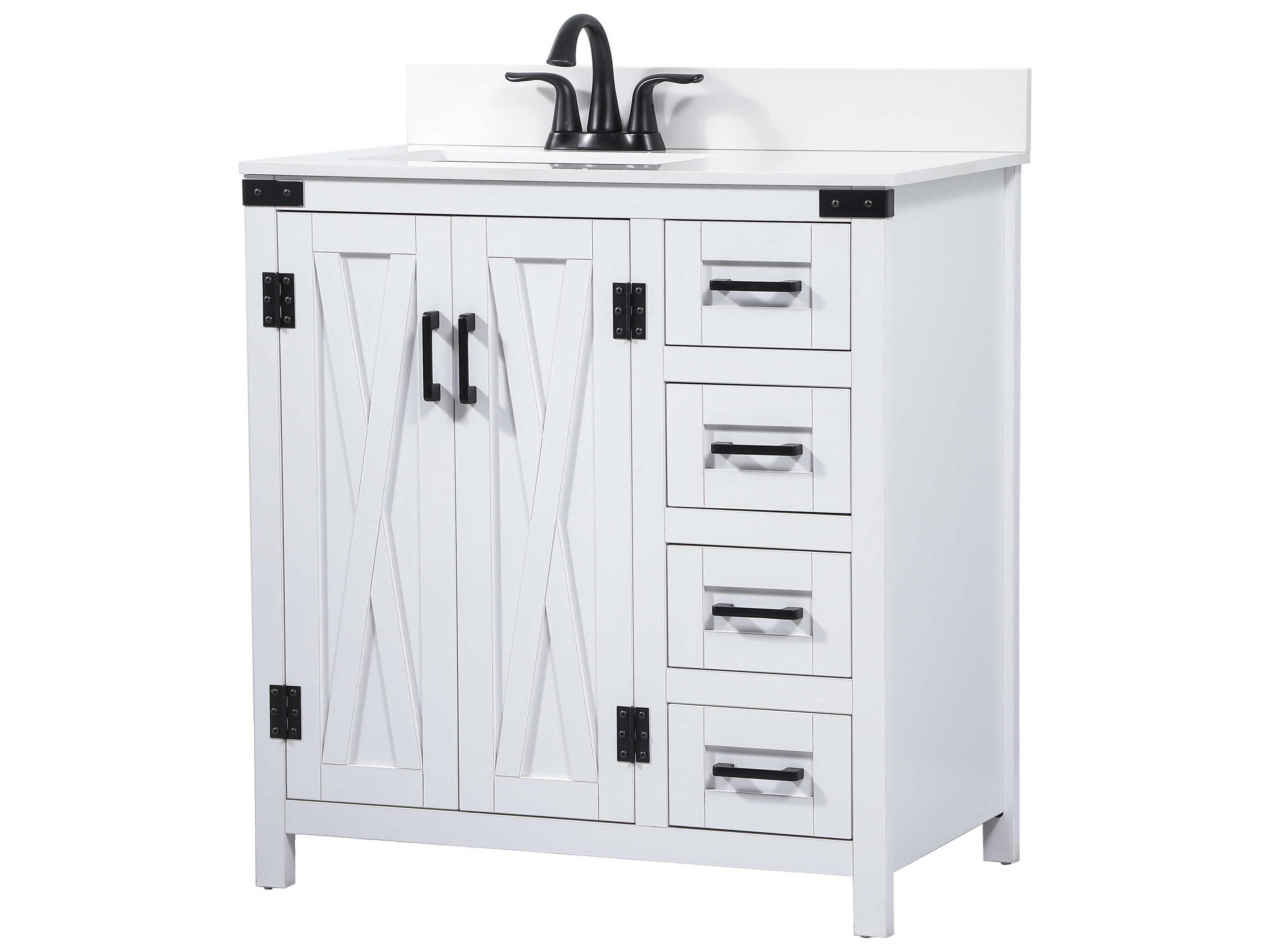Elegant Lighting Grant White 32" Vanity with Backsplash