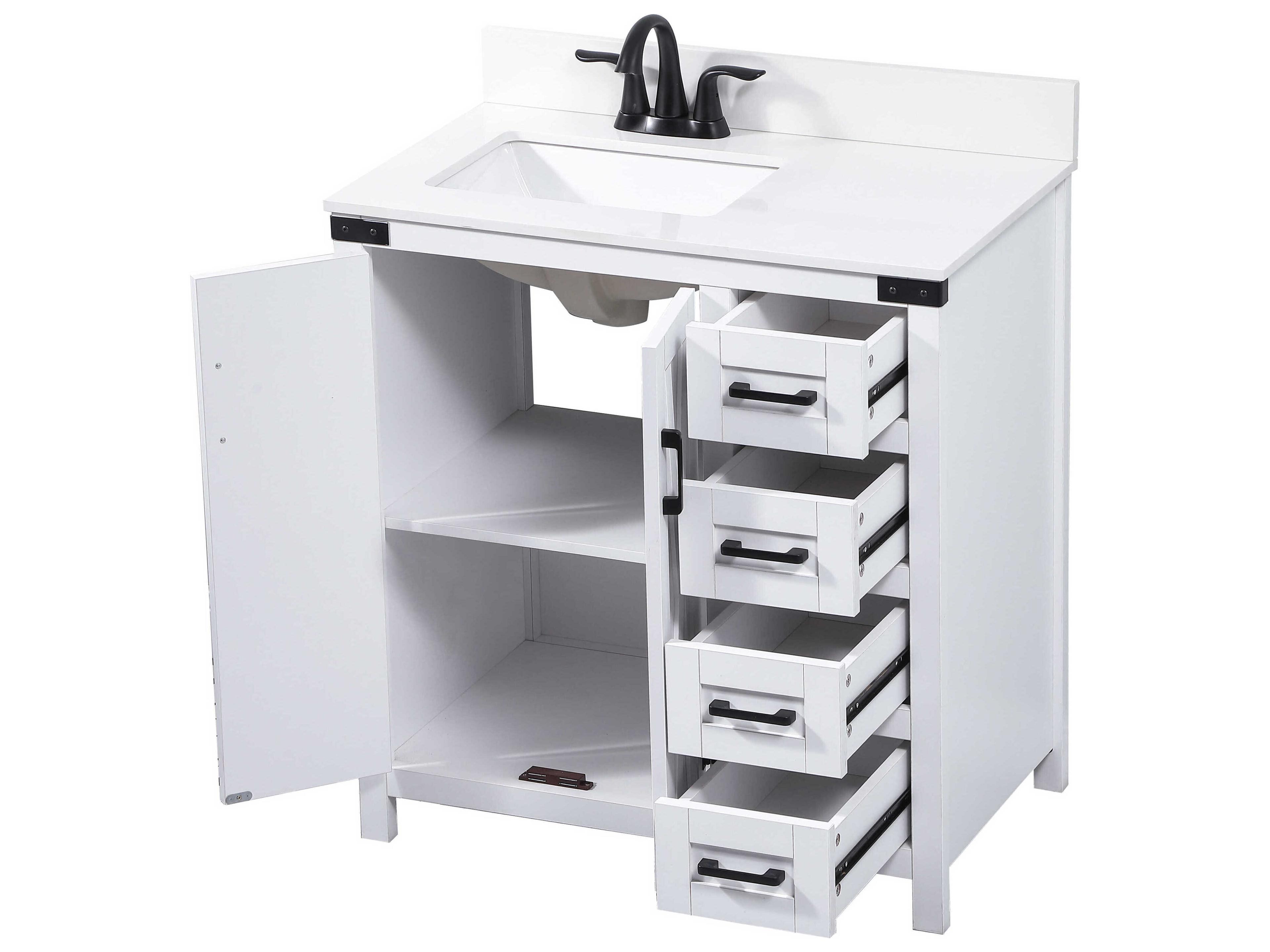 Elegant Lighting Grant White 32" Vanity with Backsplash