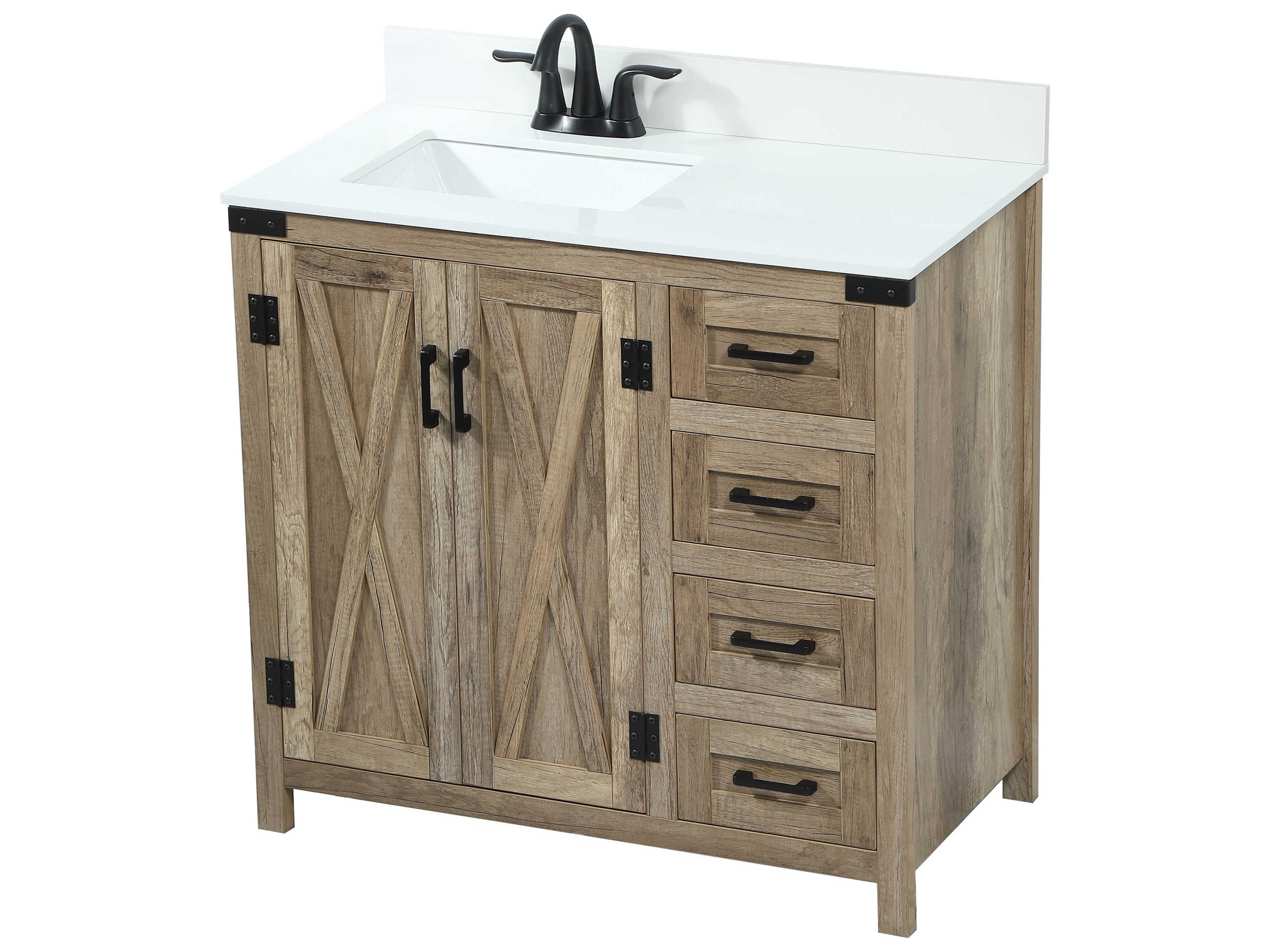 Elegant Lighting Grant Natural Oak 36" Vanity with Backsplash