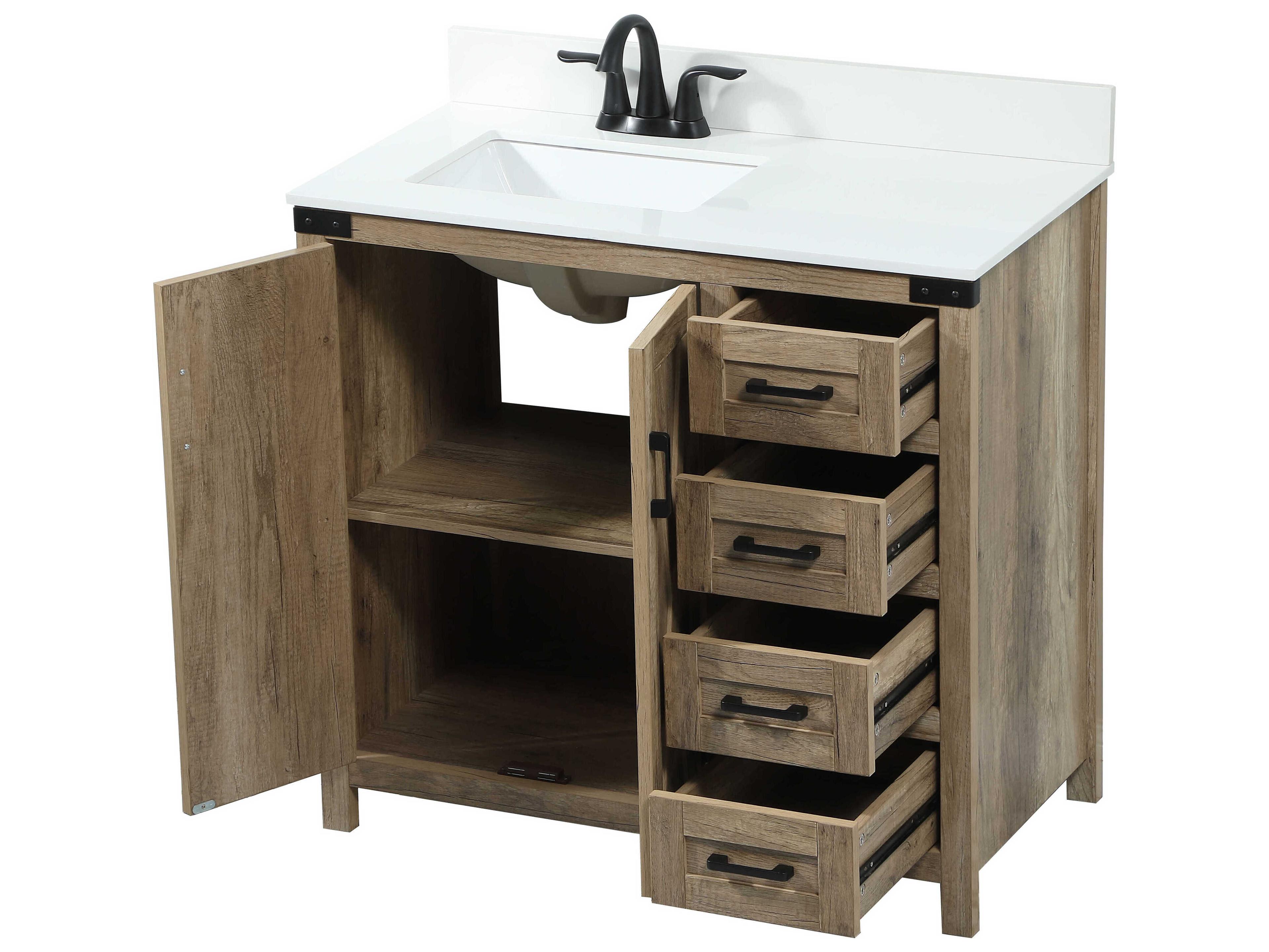 Elegant Lighting Grant Natural Oak 36" Vanity with Backsplash