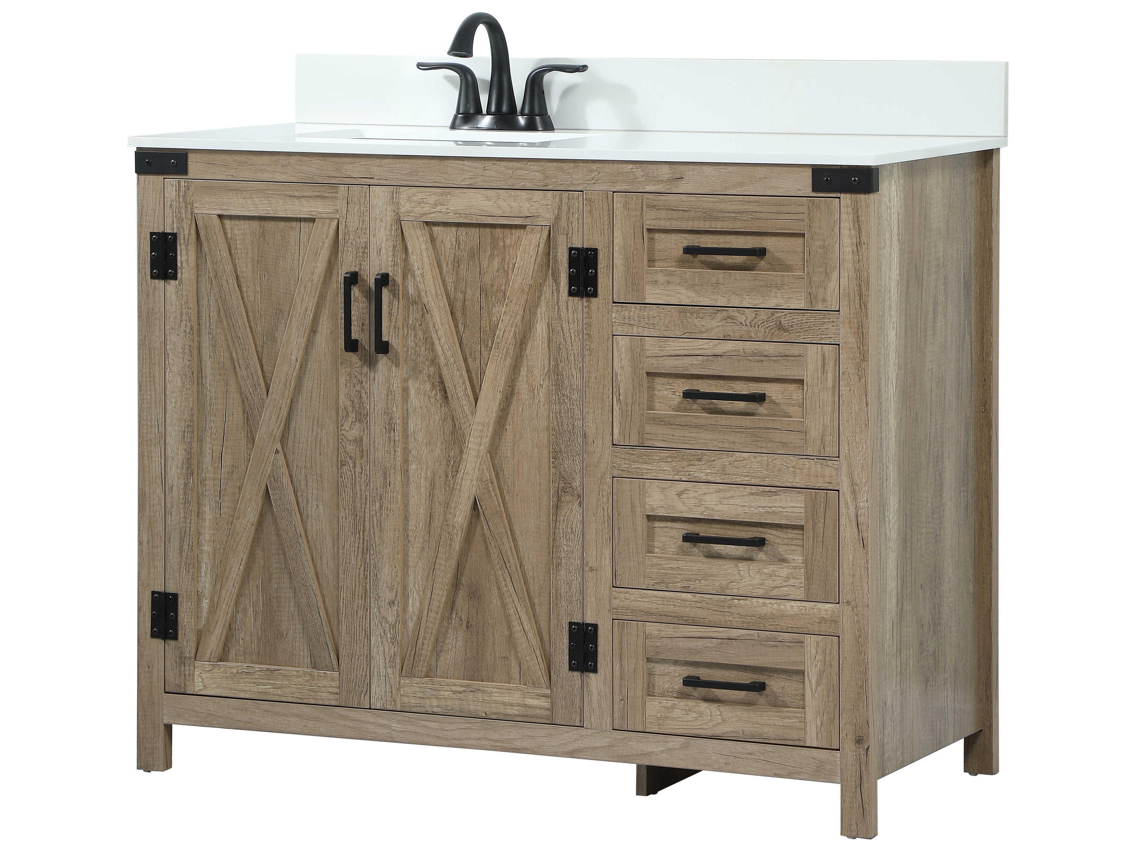 Elegant Lighting Grant Natural Oak 42" Vanity with Backsplash