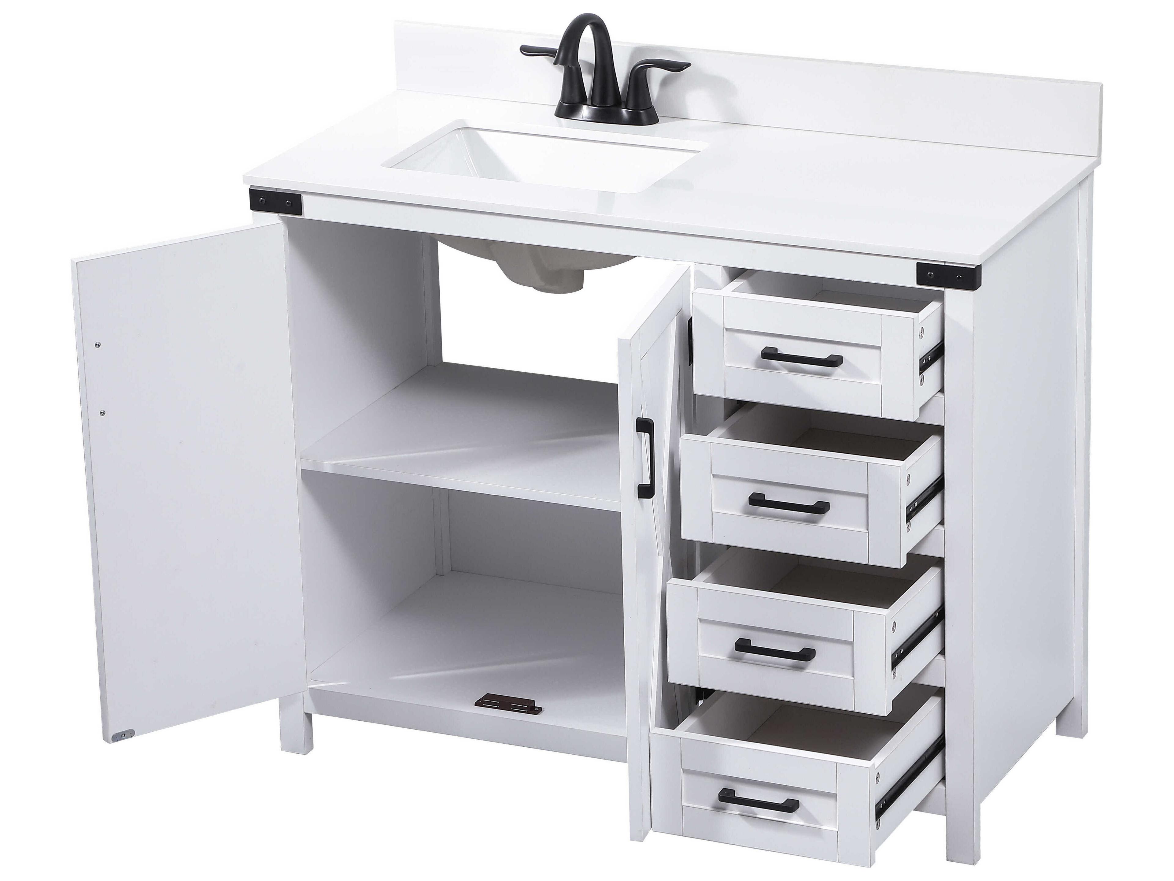 Elegant Lighting Grant White 42" Vanity with Backsplash