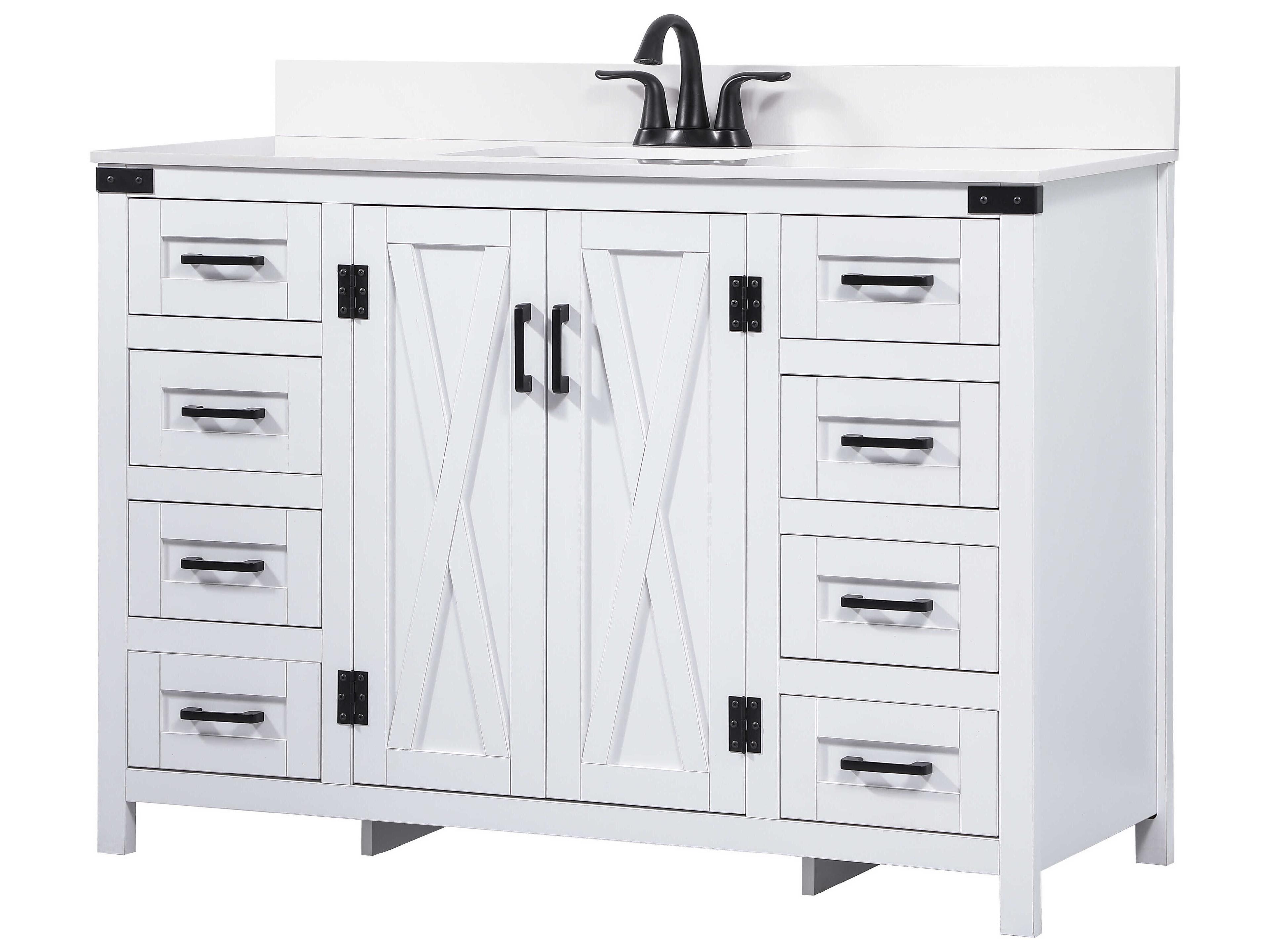 Elegant Lighting Grant White 48" Vanity with Backsplash
