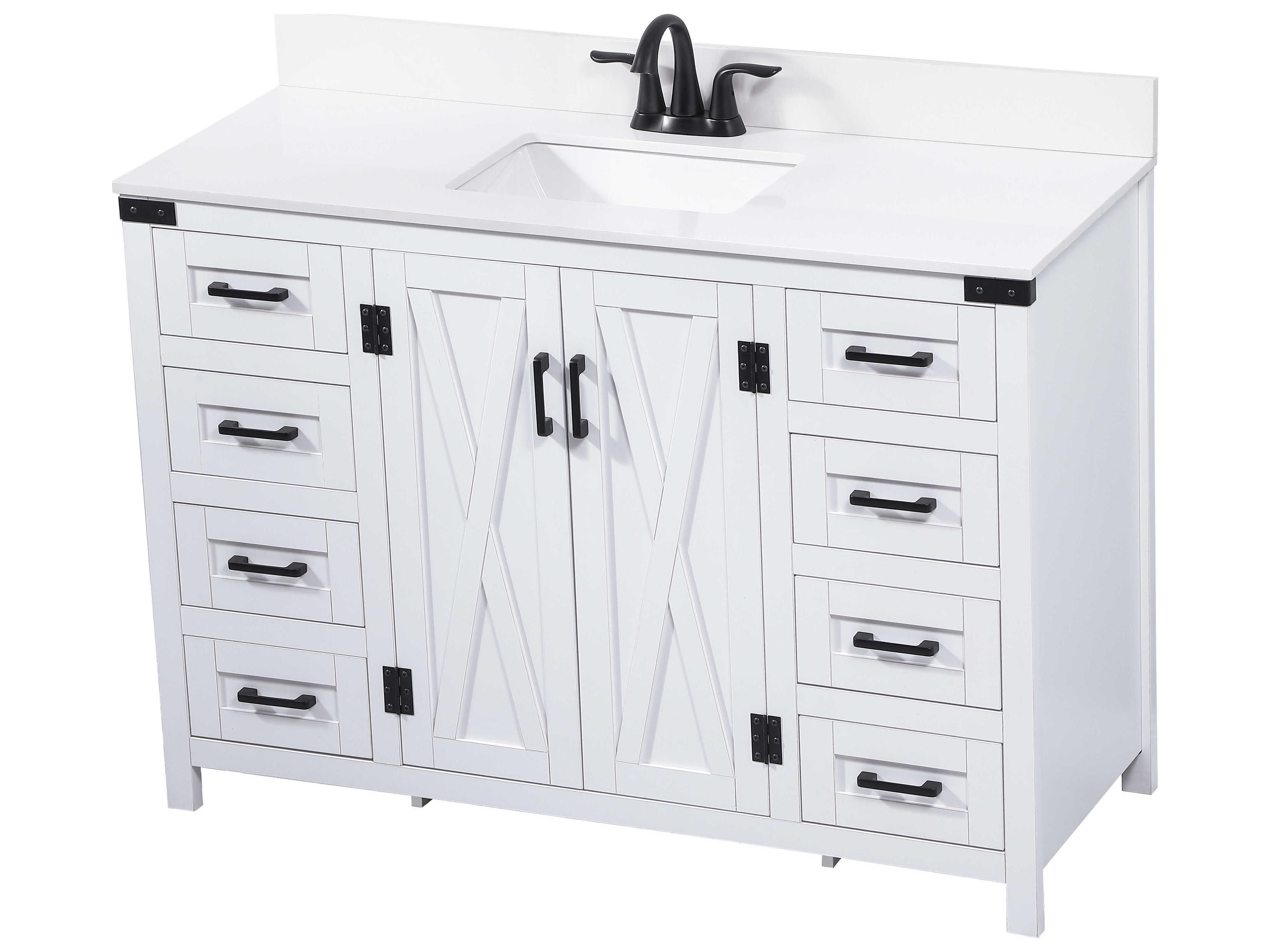 Elegant Lighting Grant White 48" Vanity with Backsplash