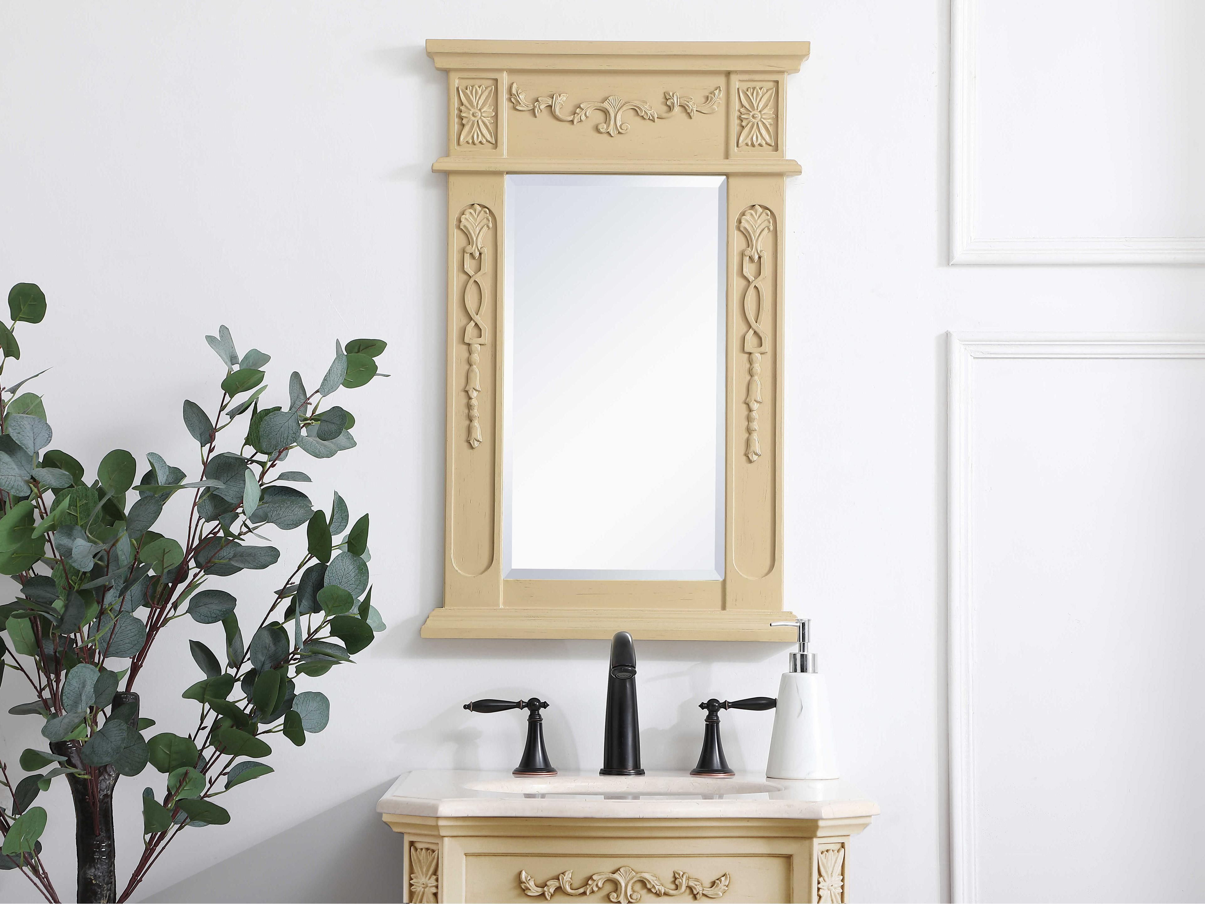 Elegant Lighting Lenora Light Antique Beige Rectangular Wall Mirror