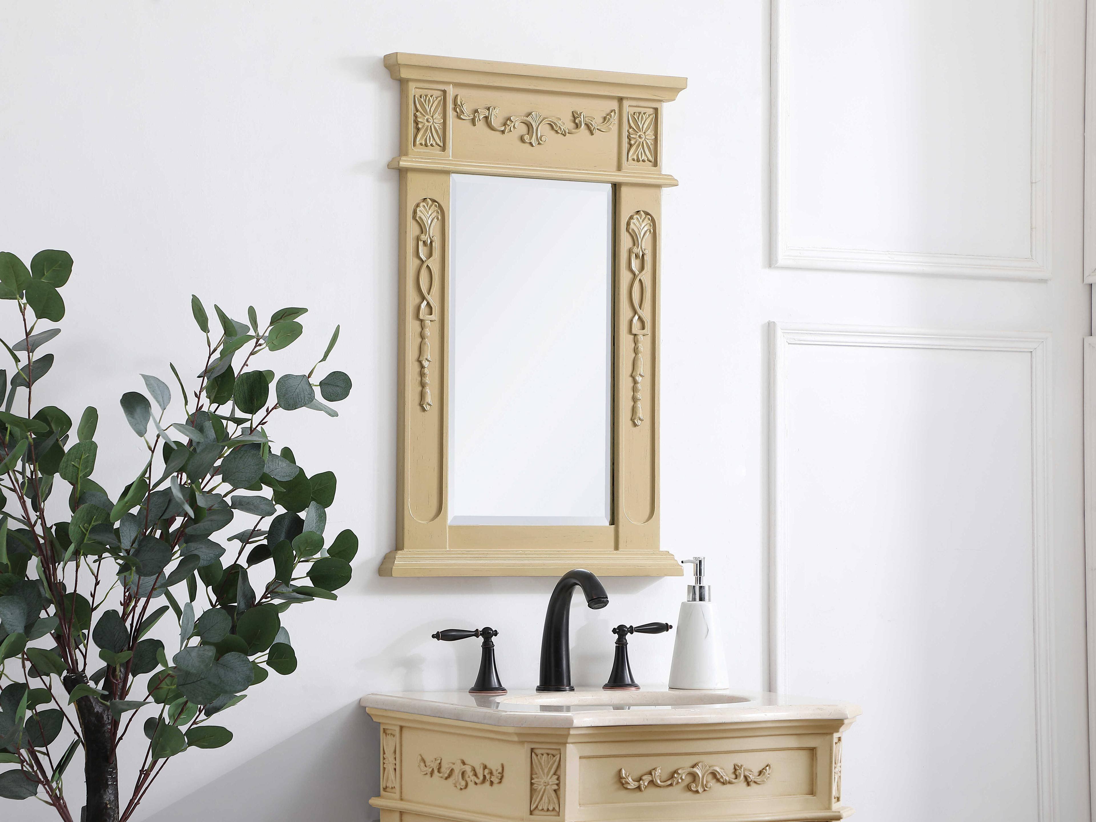 Elegant Lighting Lenora Light Antique Beige Rectangular Wall Mirror