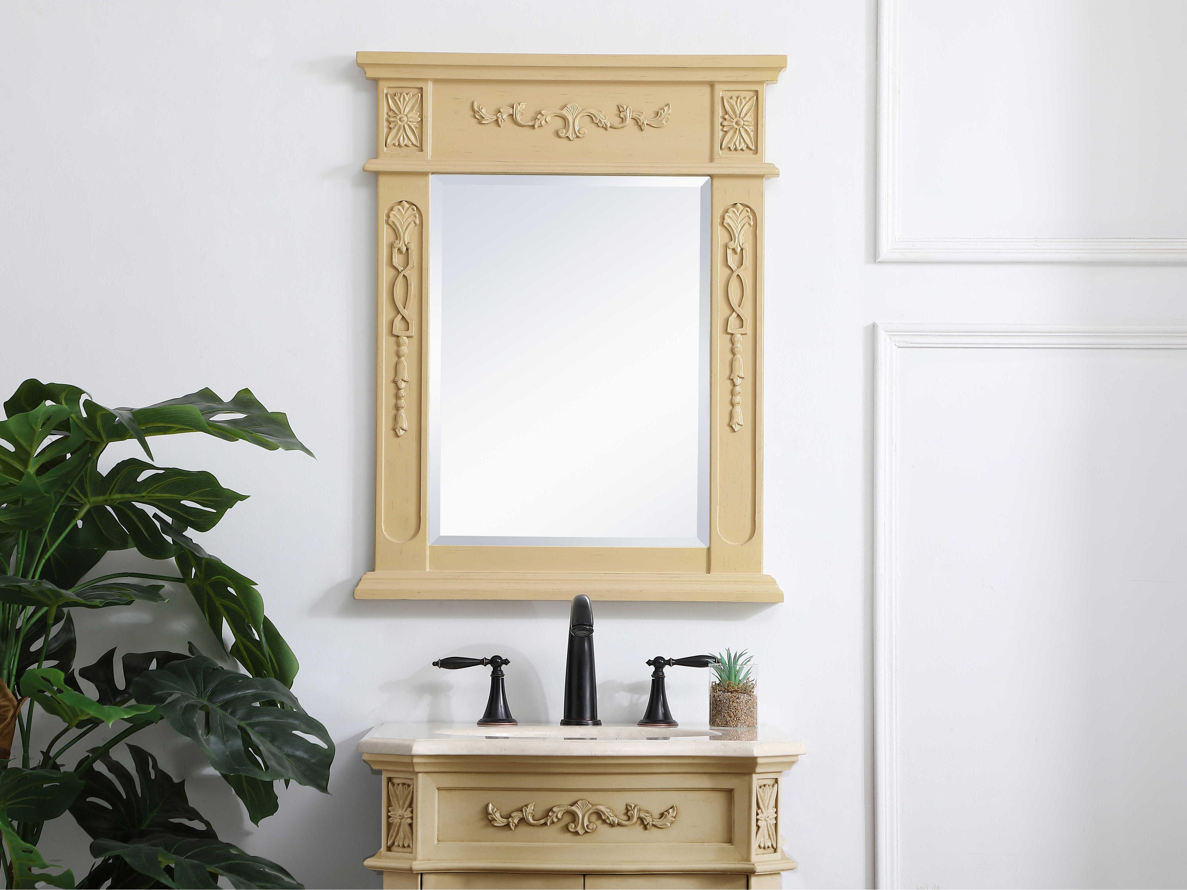 Elegant Lighting Lenora Light Antique Beige Rectangular Wall Mirror