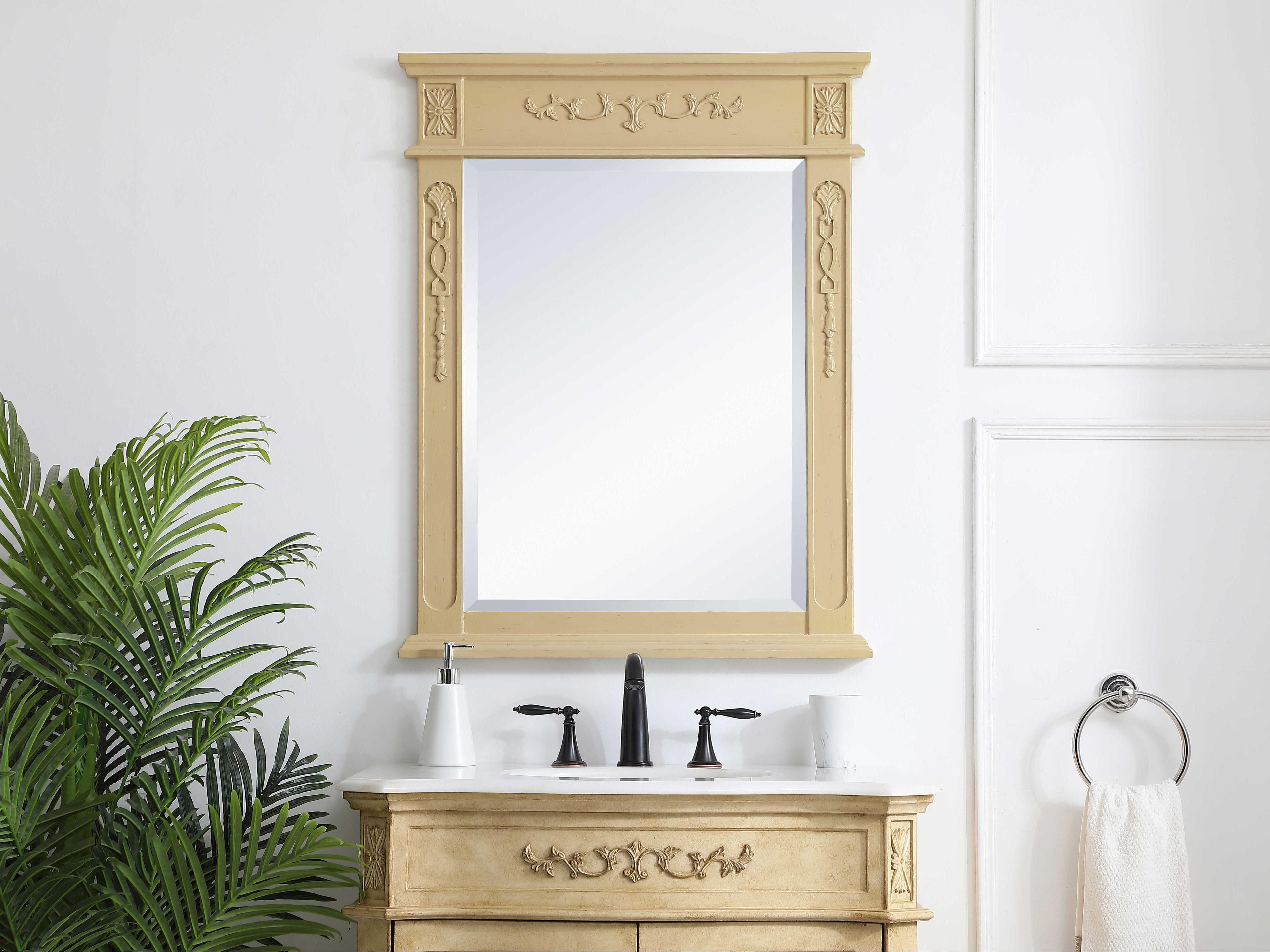 Elegant Lighting Lenora Light Antique Beige Rectangular Wall Mirror