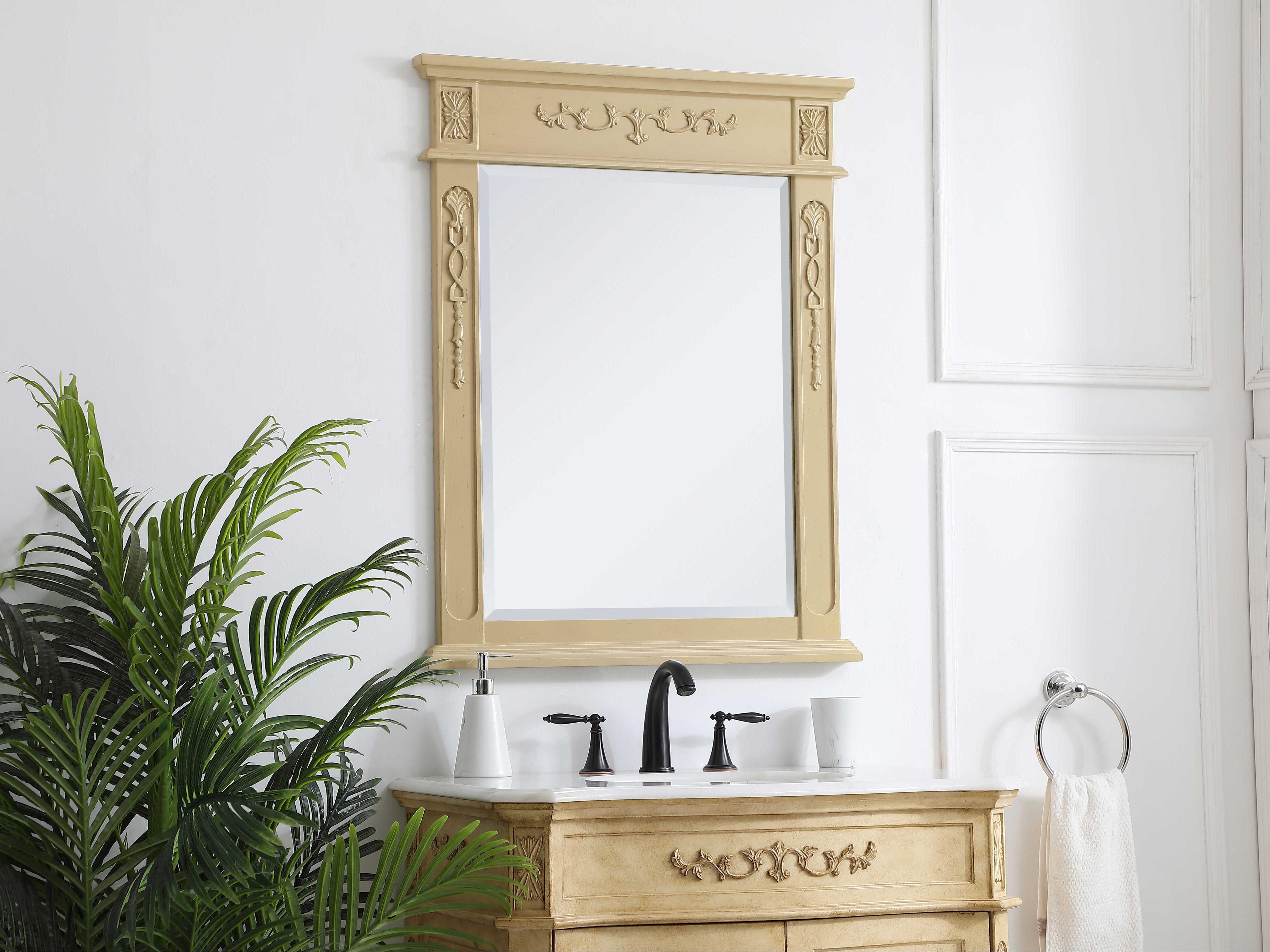 Elegant Lighting Lenora Light Antique Beige Rectangular Wall Mirror