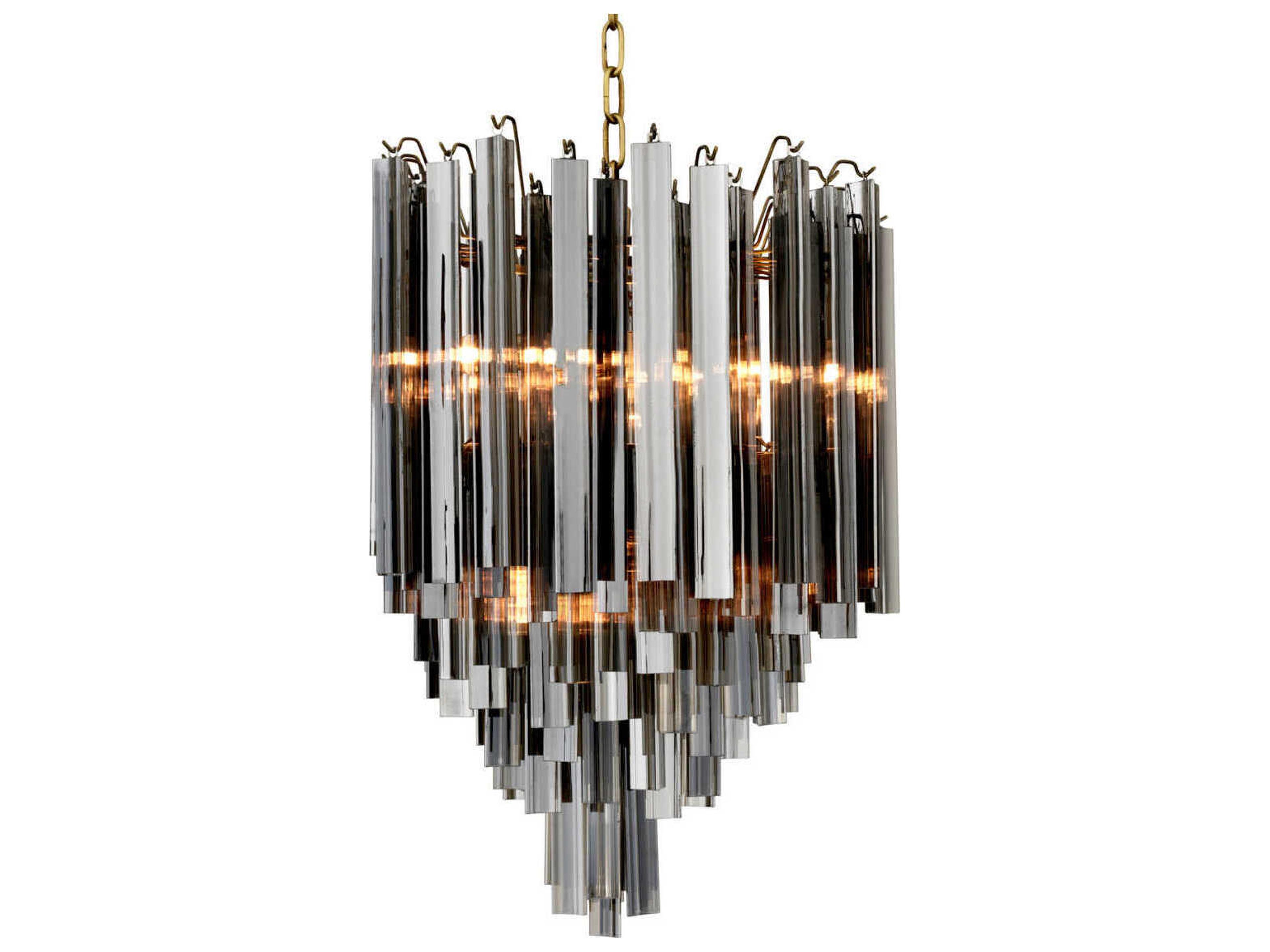 Salerno Chandelier Art Deco Smoke Glass