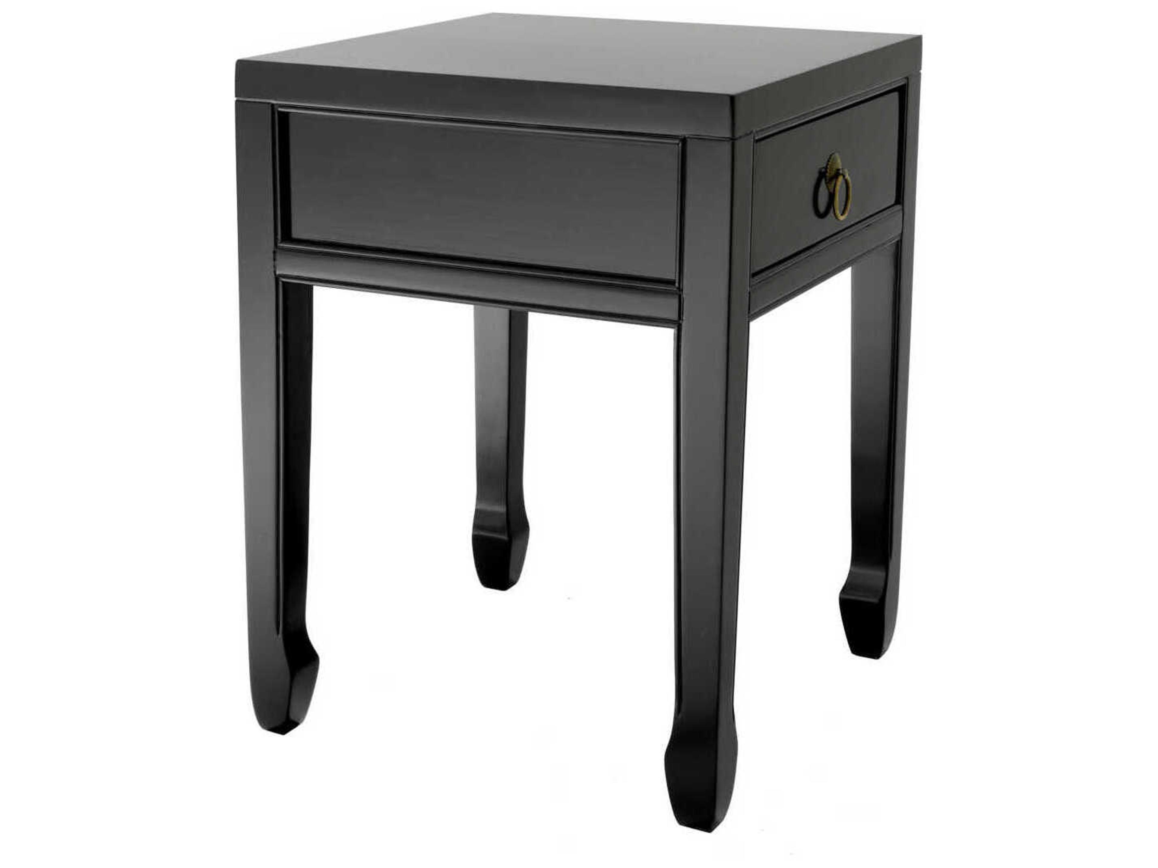 Eichholtz Chinese Low Waxed Black Side Table