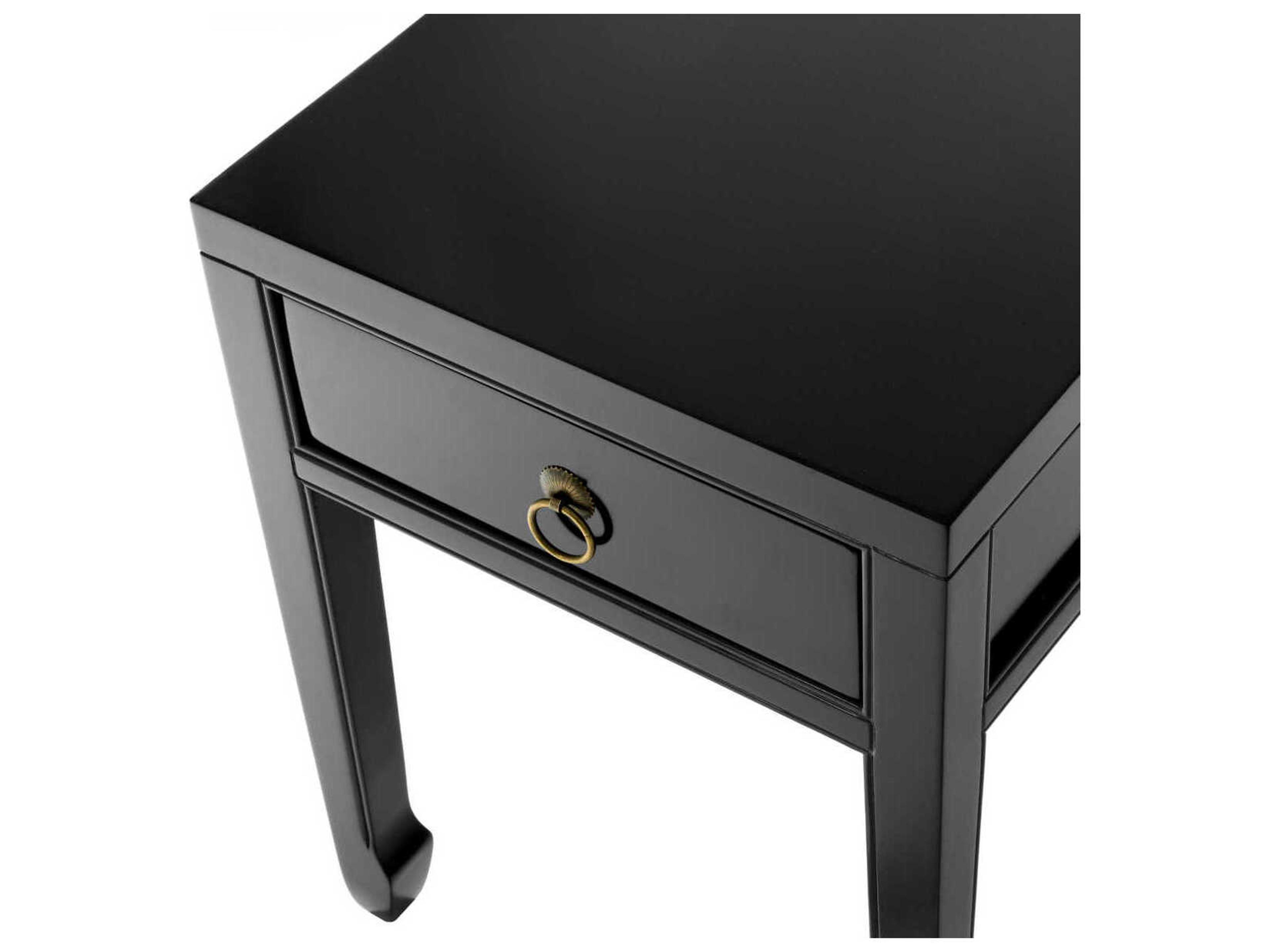 Eichholtz Chinese Low Waxed Black Side Table