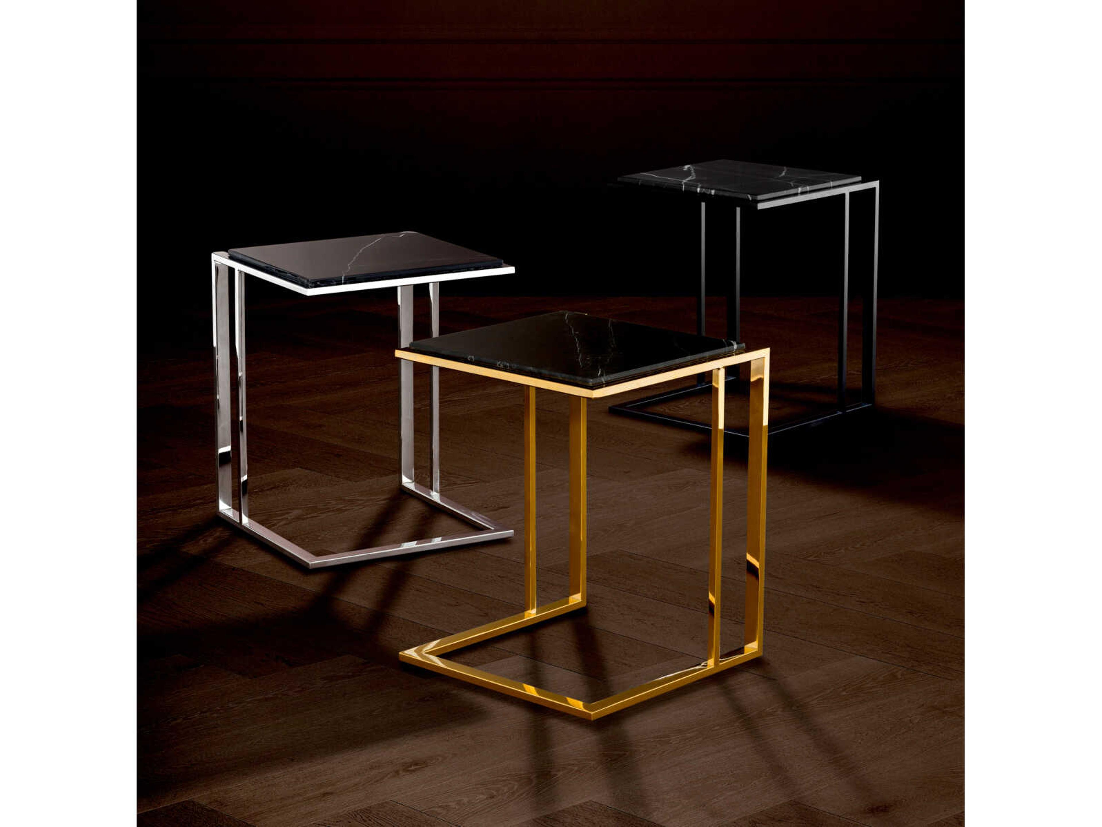 Eichholtz Cocktail Bronze Black Marble Side Table