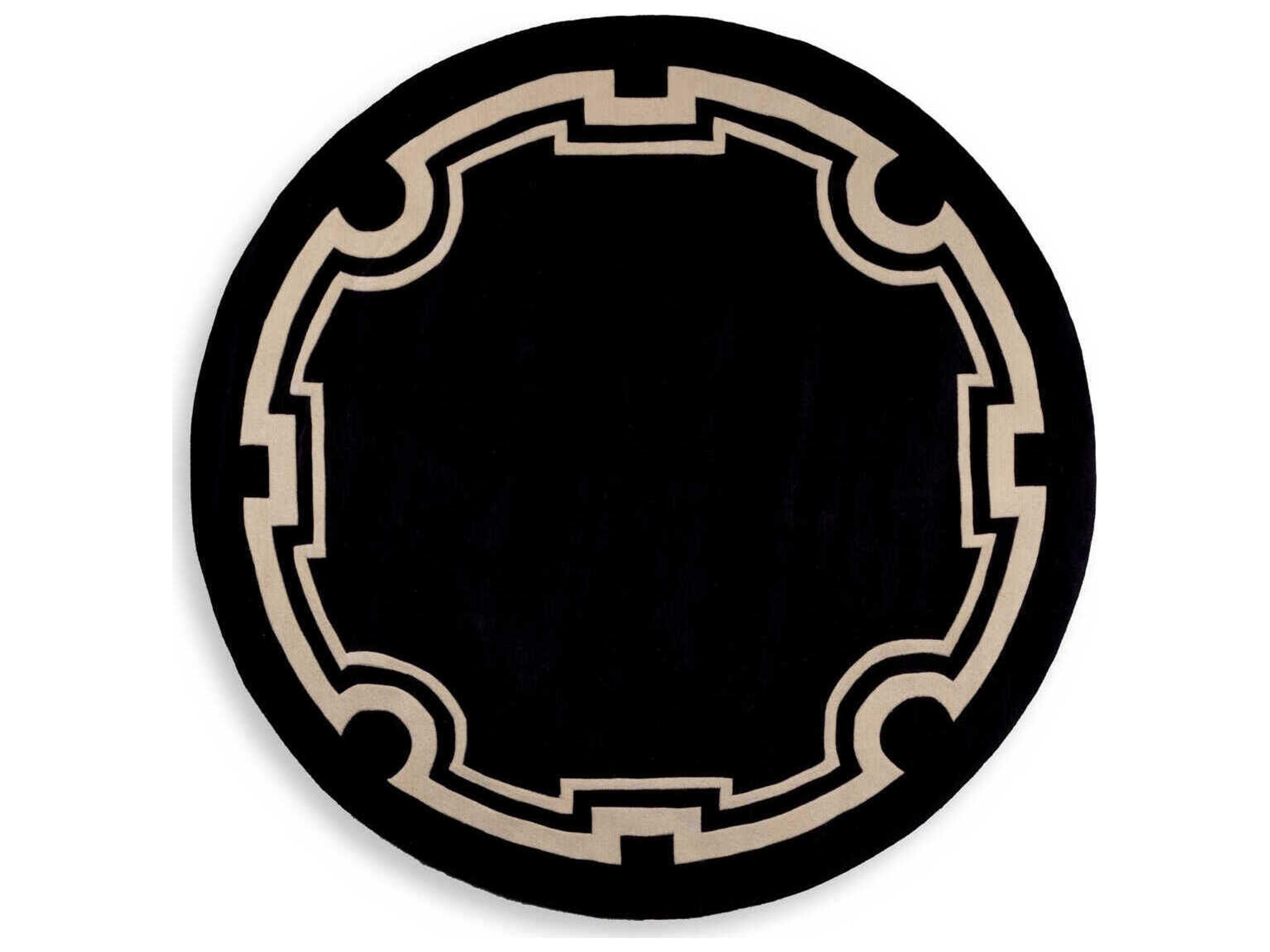 Palazzo Round Wool Rug Black and Off-White
