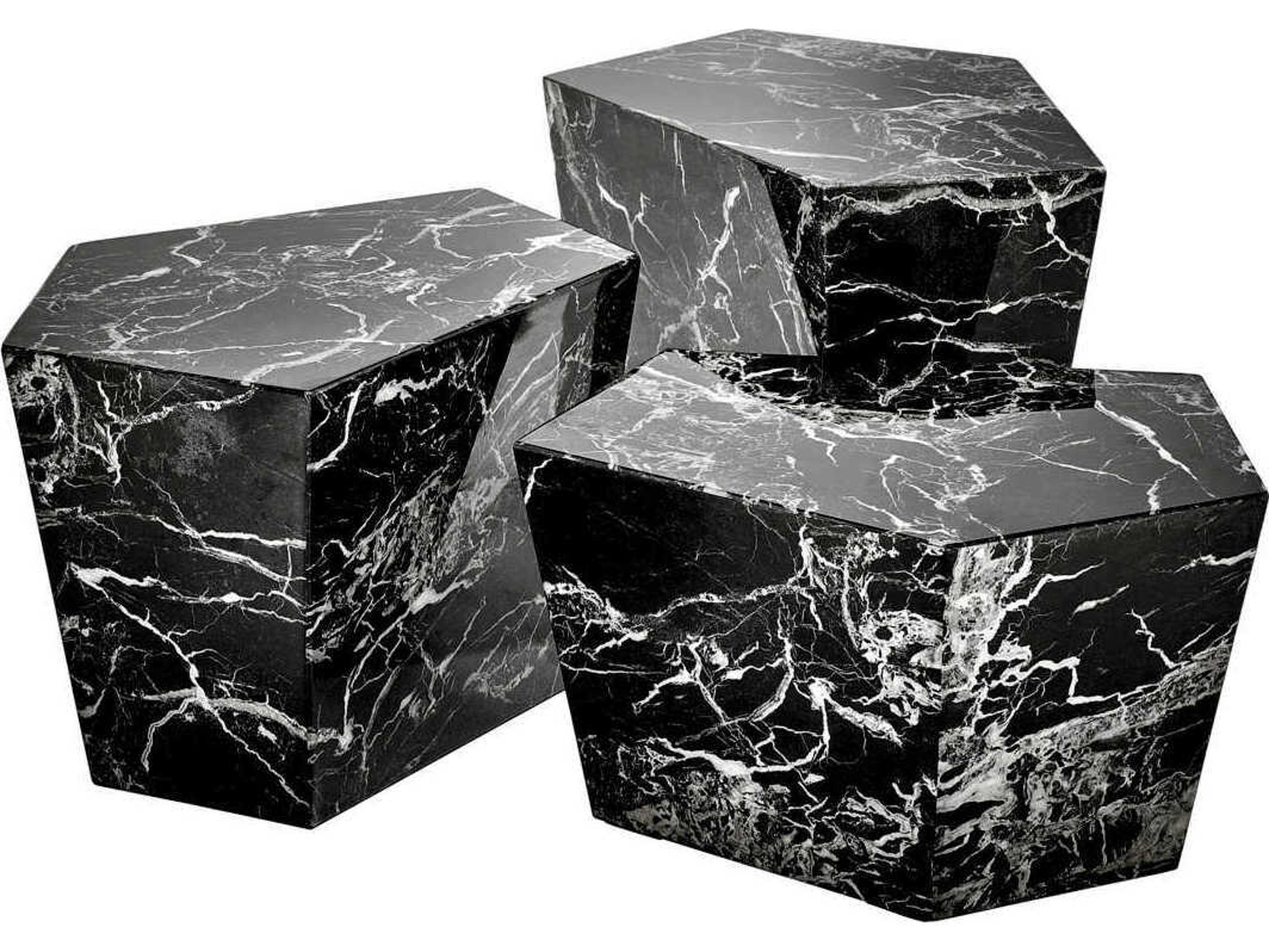 Prudential Set of 3 Black Faux Marble Coffee Table