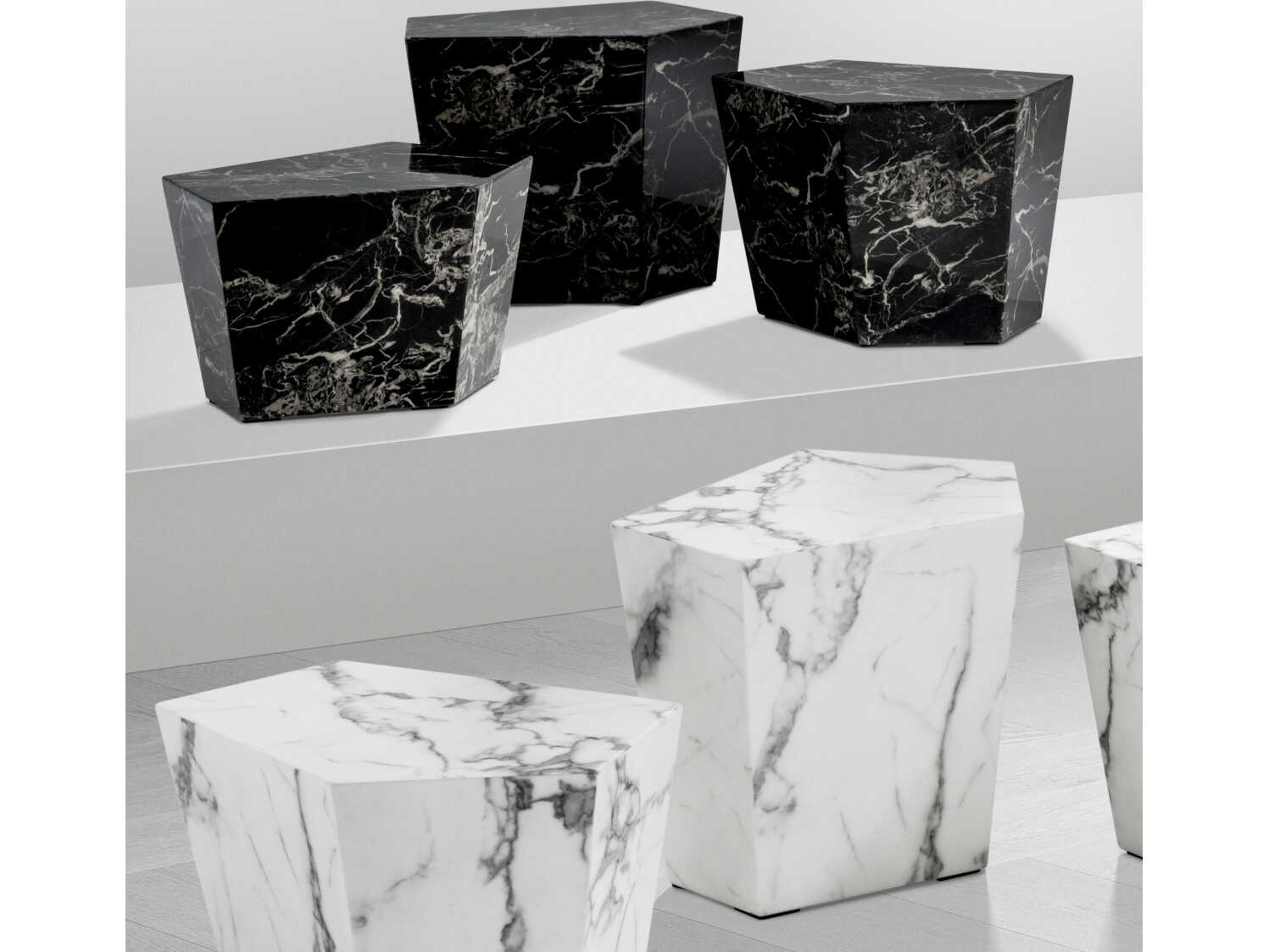 Eichholtz Prudential Set of 3 Black Faux Marble Coffee Table