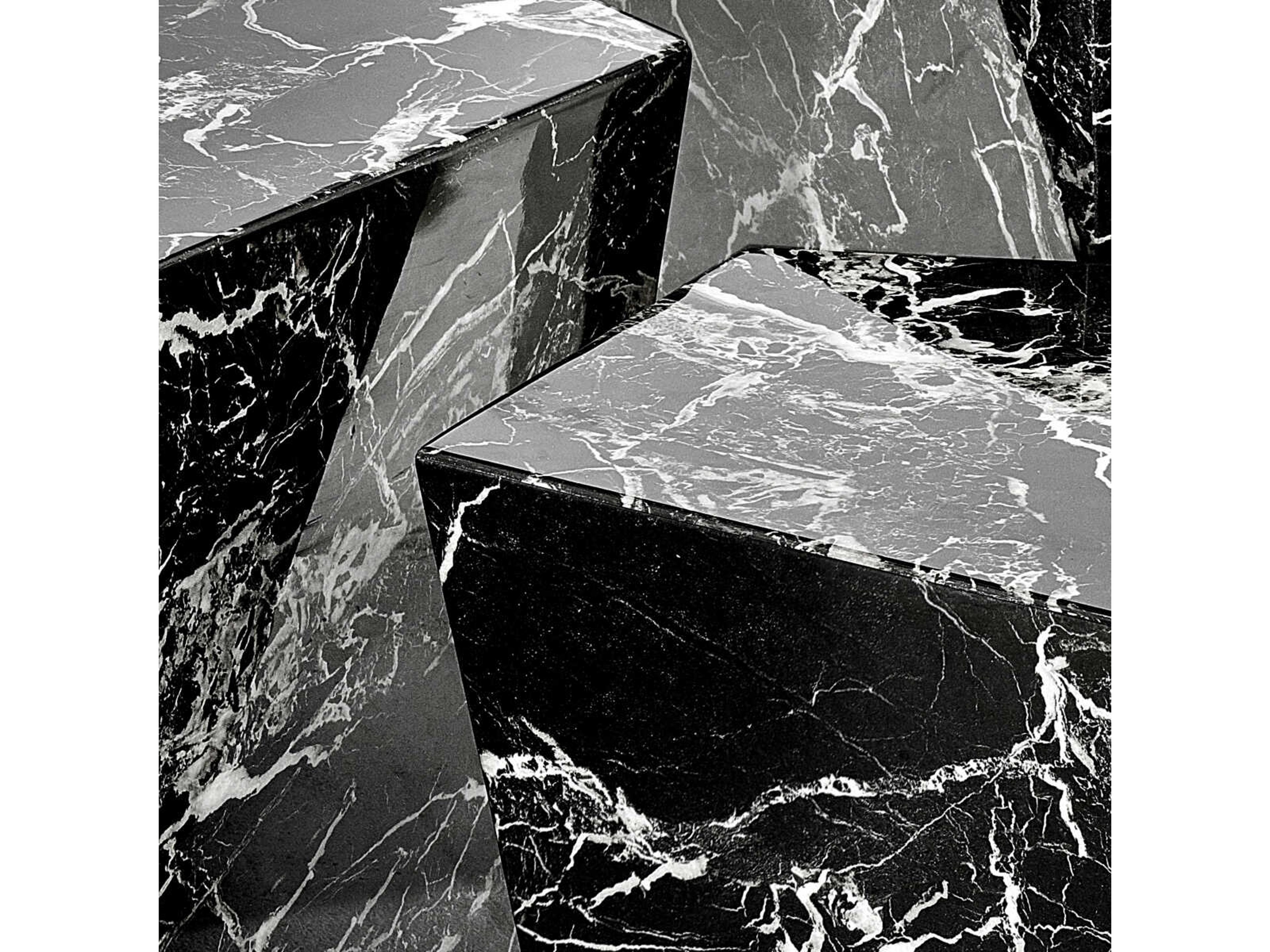 Eichholtz Prudential Set of 3 Black Faux Marble Coffee Table