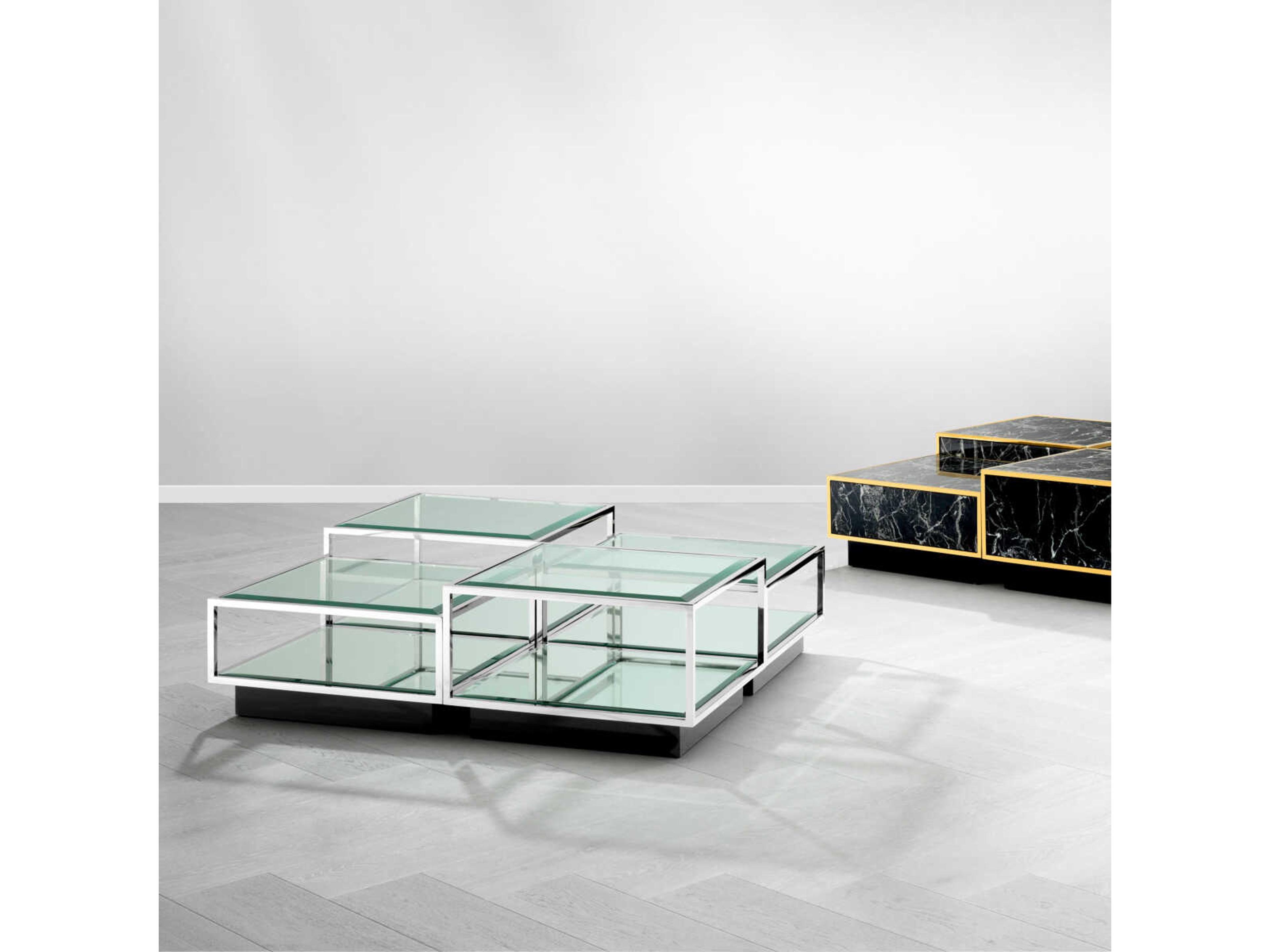 Eichholtz Tortona S/4 Polished Stainless Steel Coffee Table